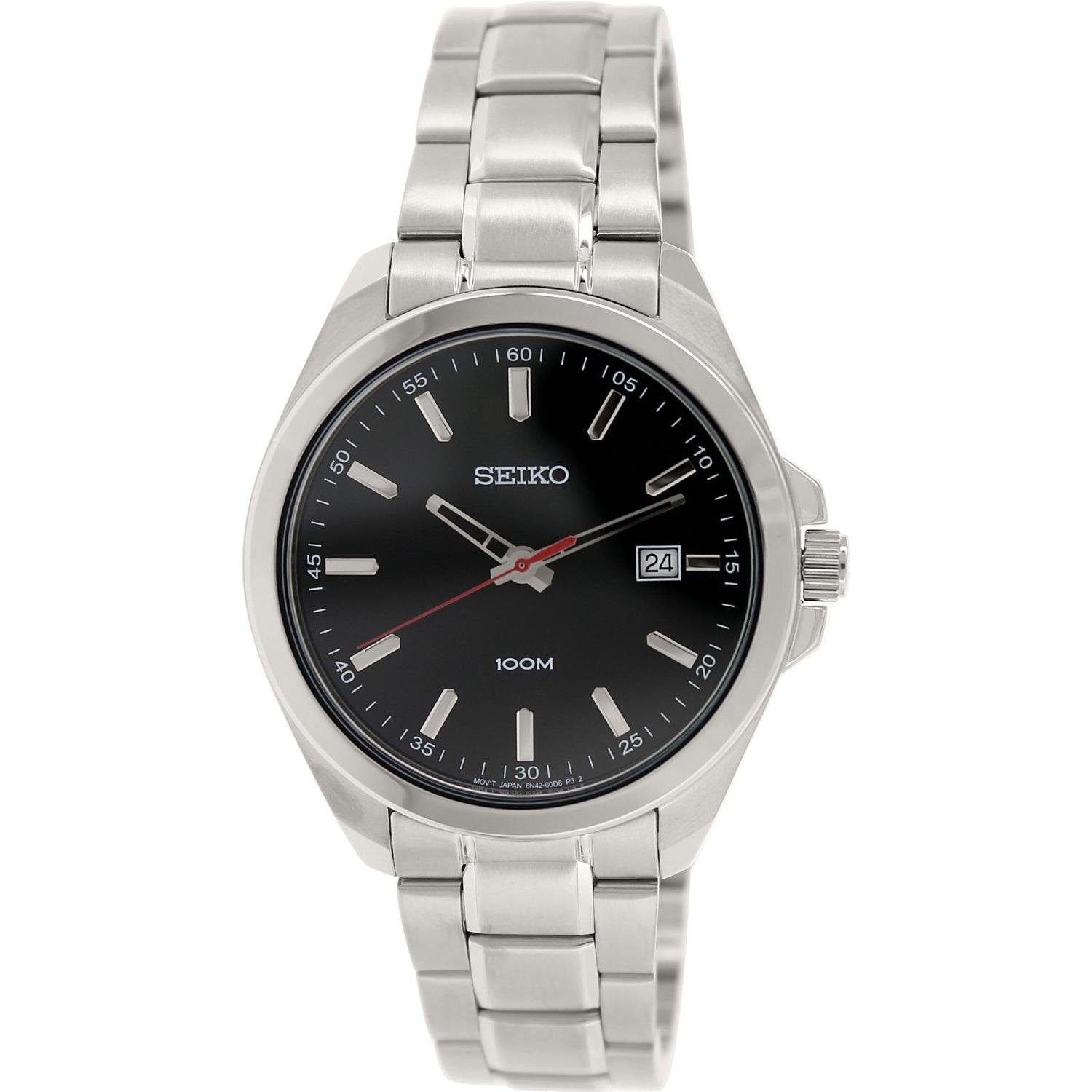 Seiko SUR061 Men's Watch - Black Dial, Stainless Steel Band, Water Resistant, Japanese Quartz Movement | Perfect for Business, Formal Events & Everyday Wear
