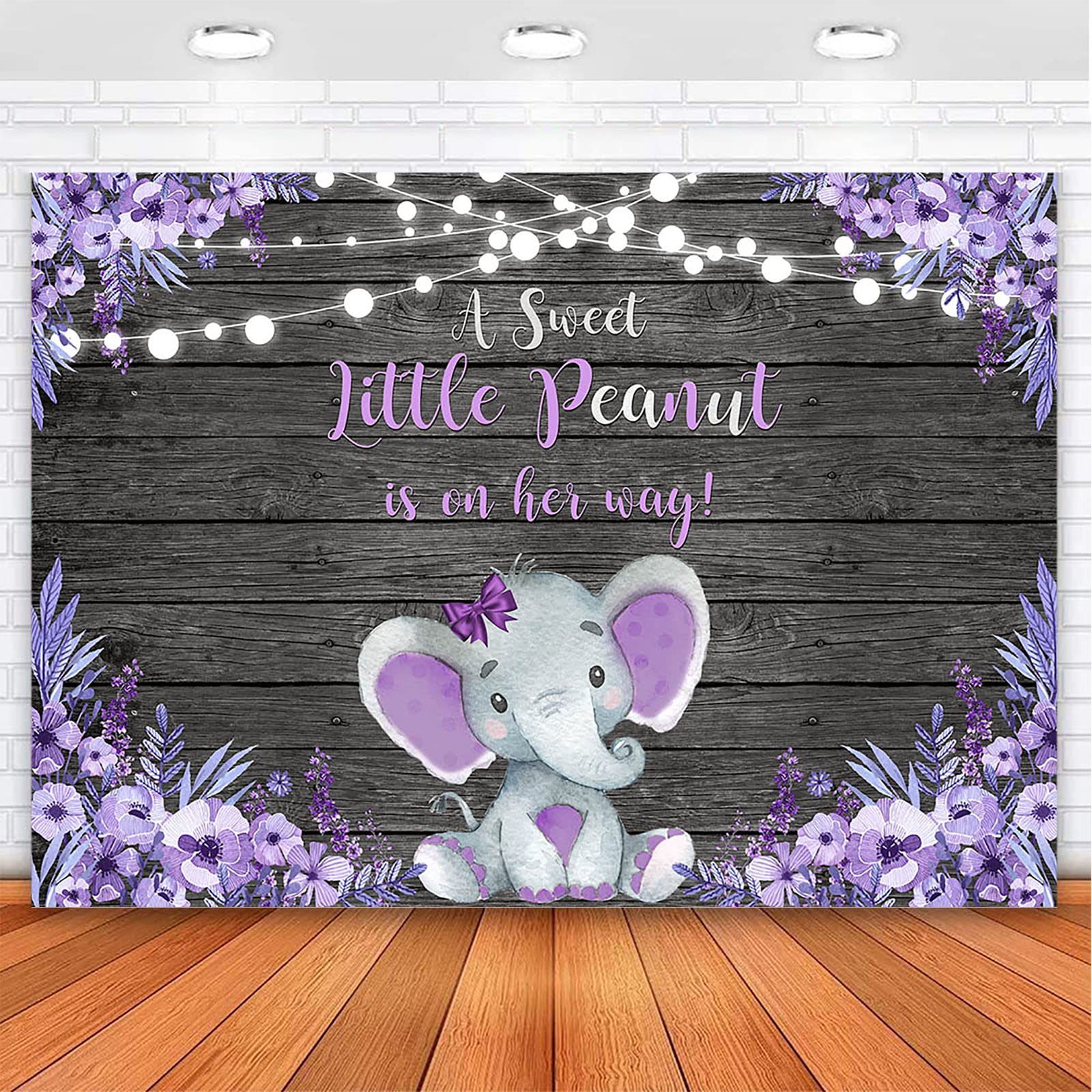 Pink Elephant Baby Shower Backdrop - Rustic Floral Girls Elephant Theme Decor for Photoshoot (10x8ft, Purple) | Perfect for Baby Shower Parties, Gender Reveals & Nursery Decorations