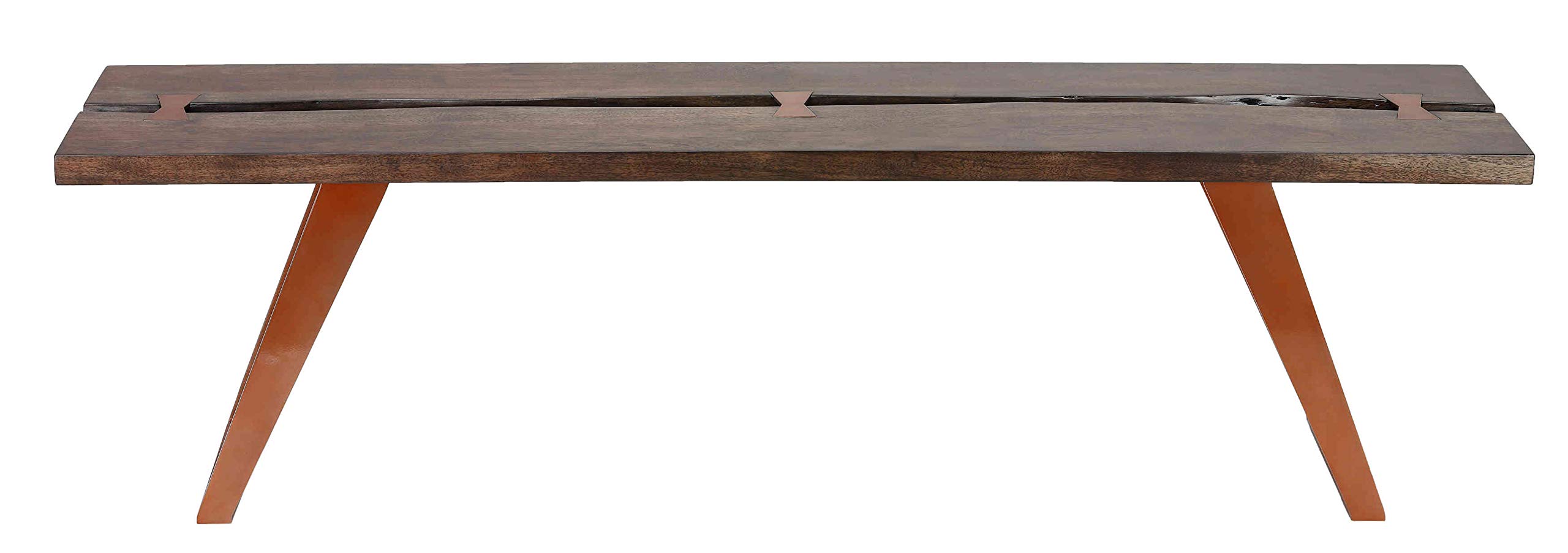 Bare Decor Admiral Dining Bench - Solid Wood Kitchen Bench with Cushion, Rustic Brown - Perfect for Farmhouse Dining Room, Kitchen Island, and Breakfast Nook Seating