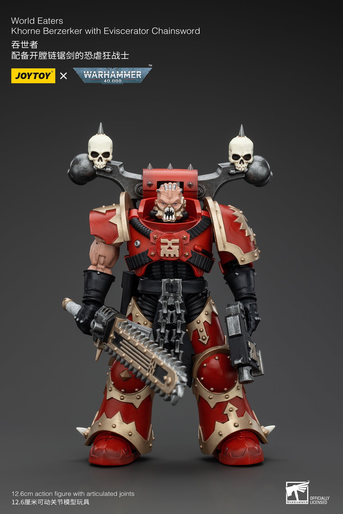 JOYTOY 1/18 Scale Warhammer 40K World Eaters Khorne Berzerker Action Figure - Collectible Miniature for Tabletop Gaming & Display