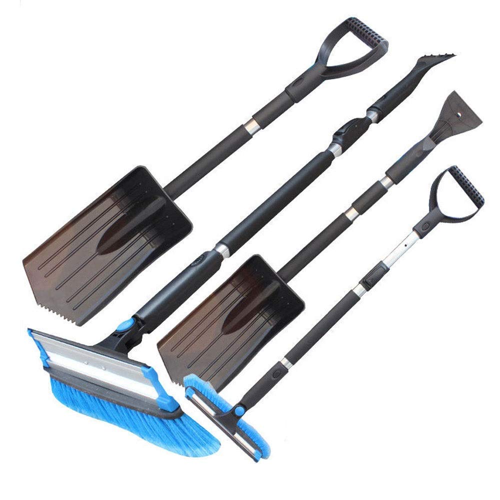 RANRANJJ 4-in-1 Collapsible Snow Shovel Kit with Ice Scraper & Snow Brush - Portable Emergency Snow Removal Tool for Car, Truck, Camping & Outdoor Winter Activities - Perfect for Driveway Clearing, Vehicle Rescue & Winter Adventure Prep