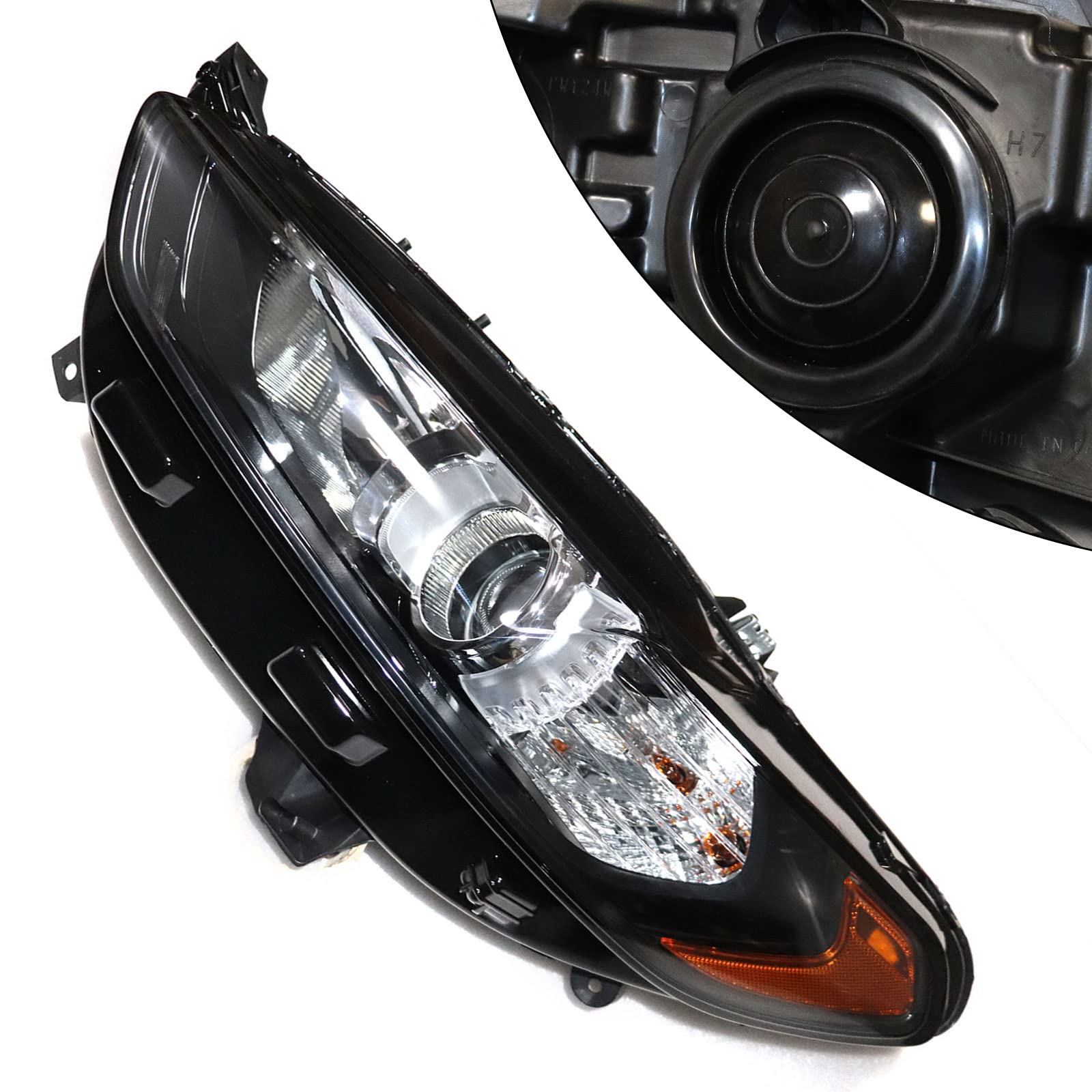 Ford Fusion Halogen Headlight Assembly - Left Driver Side (2013-2016 Models) | Black Housing | Part# FO2503304, DS7Z13008B | US Stock | Perfect for Night Driving & Foggy Conditions