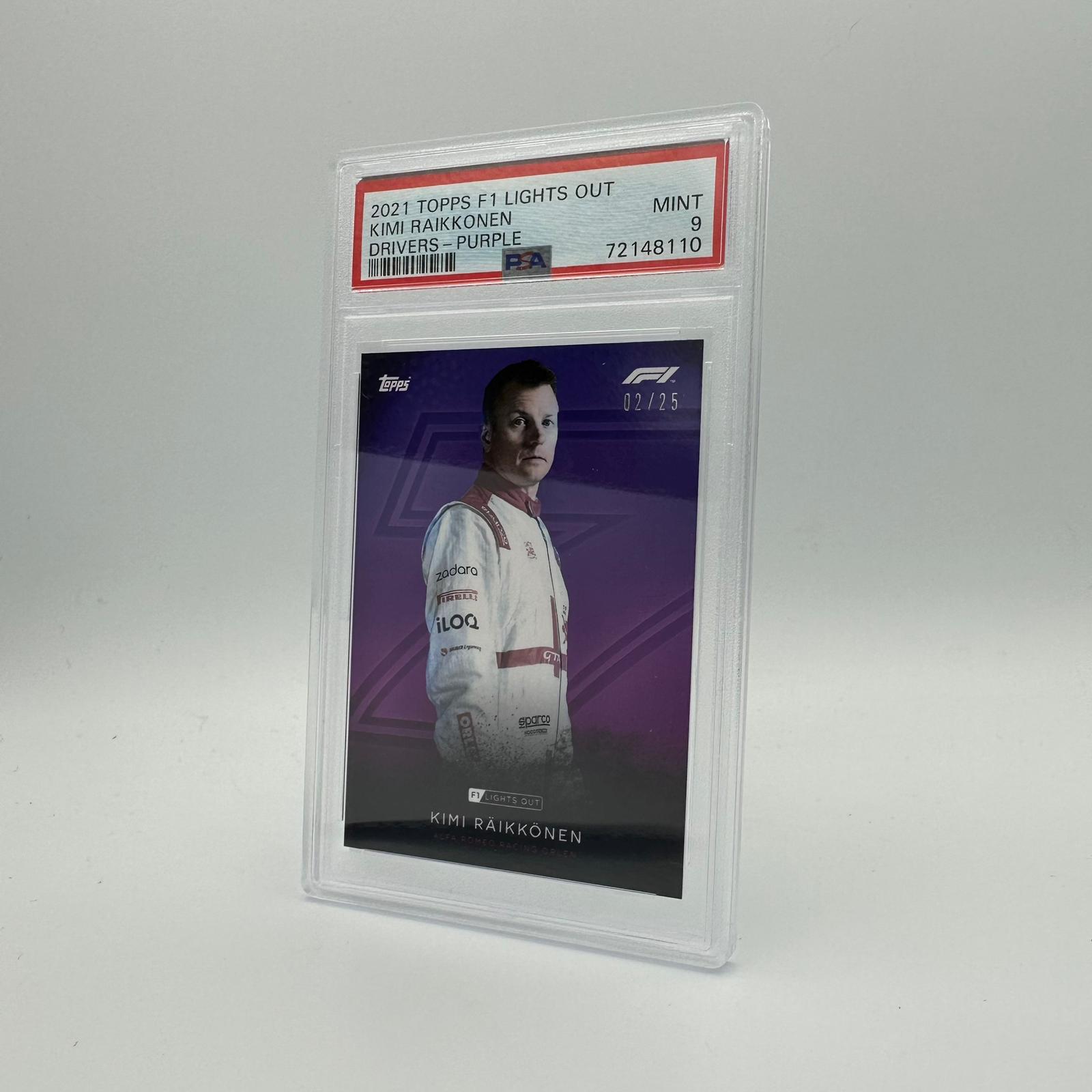 PSA 9 Graded 2002 Kimi Raikkonen Formula 1 Driver Purple Parallel Trading Card - Perfect for F1 Collectors, Sports Memorabilia Displays & Racing Enthusiasts