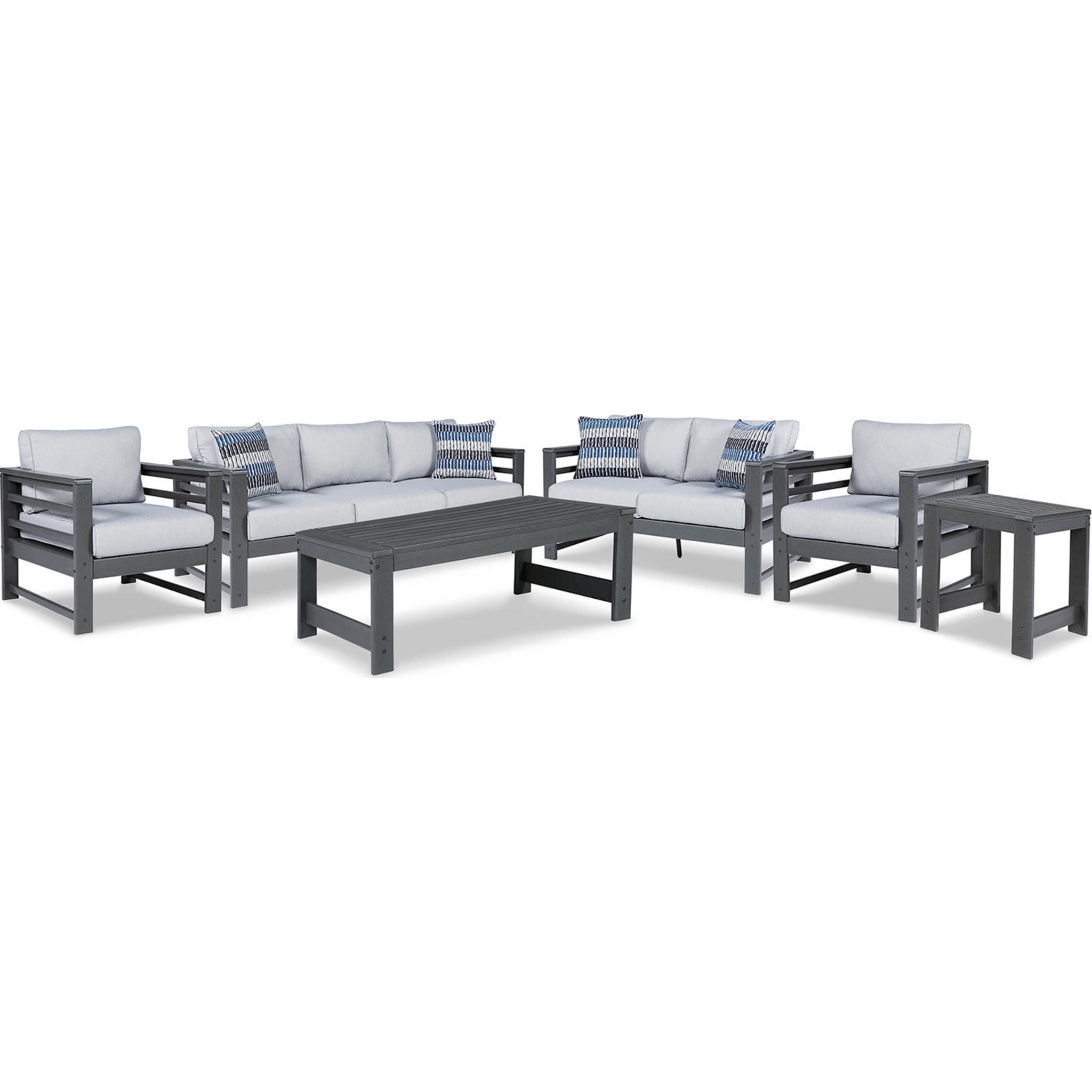 Amora 6-Piece Outdoor Patio Furniture Set - Charcoal Gray Sectional Sofa for Backyard, Garden, Poolside & Deck (Weather-Resistant Cushions Included)