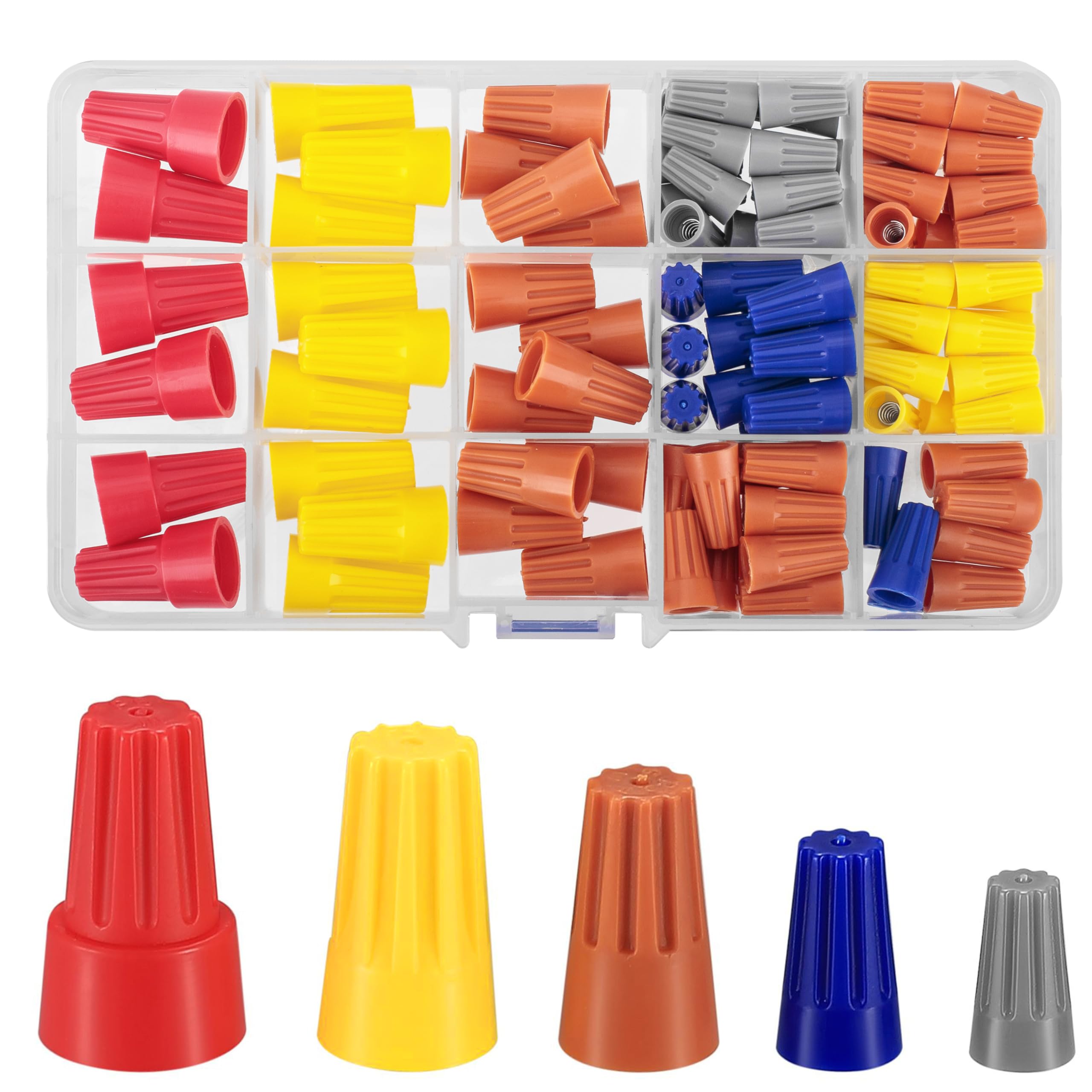 102 Pcs Colorful Wire Nut Connectors Assortment Kit - Electrical Twist Caps with Springs for Quick Secure Wiring - Ideal for Home Electrical Projects, DIY Repairs & Professional Electricians