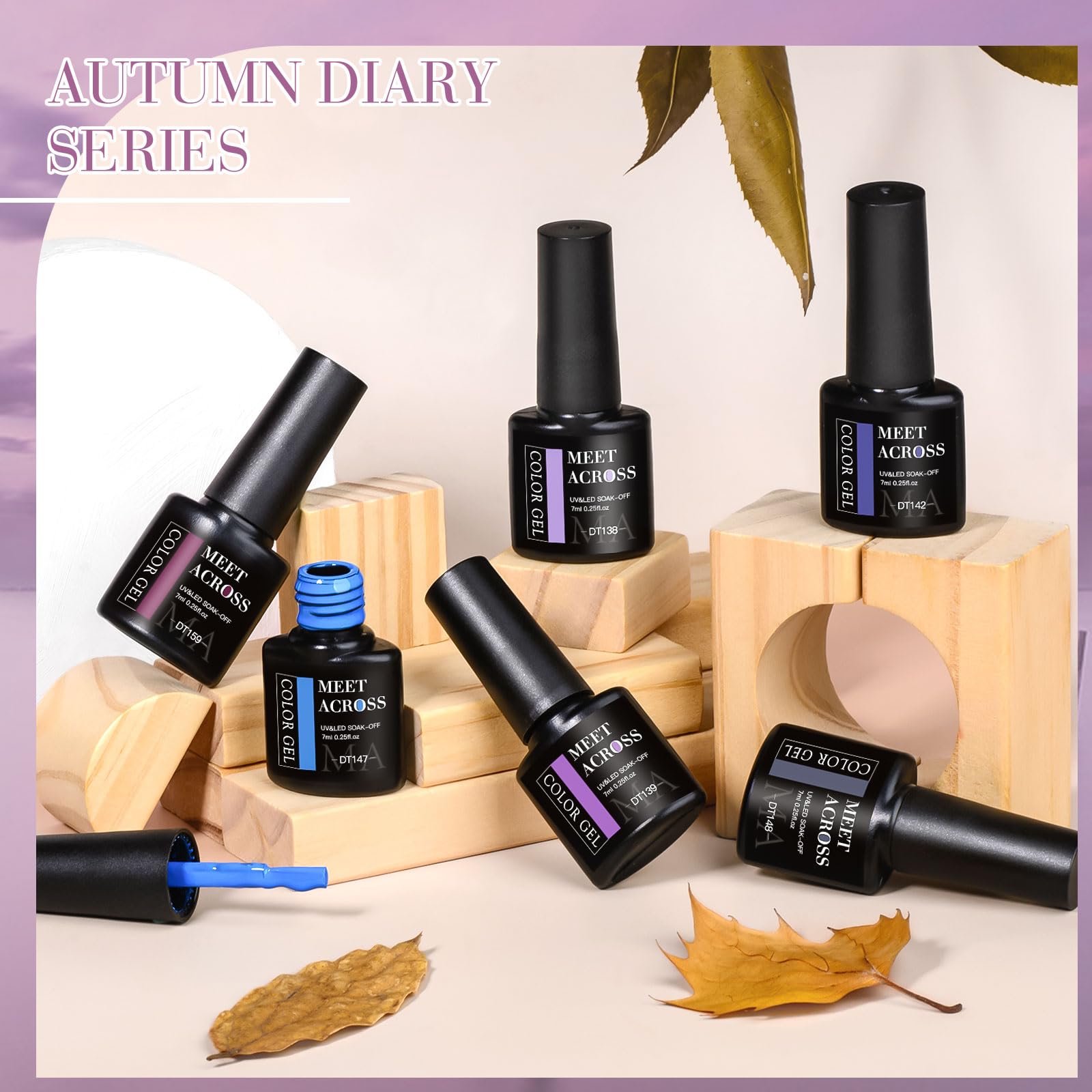 12pcs Soak Off UV LED Gel Nail Polish Set - Blue Purple Shimmer Nail Art Kit for Salon & Home Manicure | Long Lasting Gel Polish for Women | Perfect for Parties, Weddings & Special Occasions