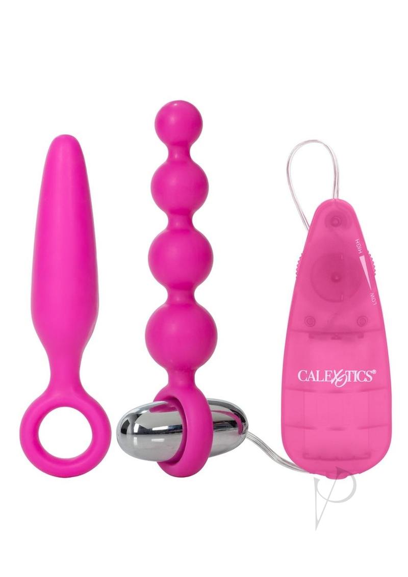 Silicone Vibrating Butt Plug and Anal Beads Set with Remote Control - Booty Call Booty Vibro Kit for Couples & Solo Play - Perfect for Sensual Massage, Spicing Up Relationships & Adult Playtime (Pink)