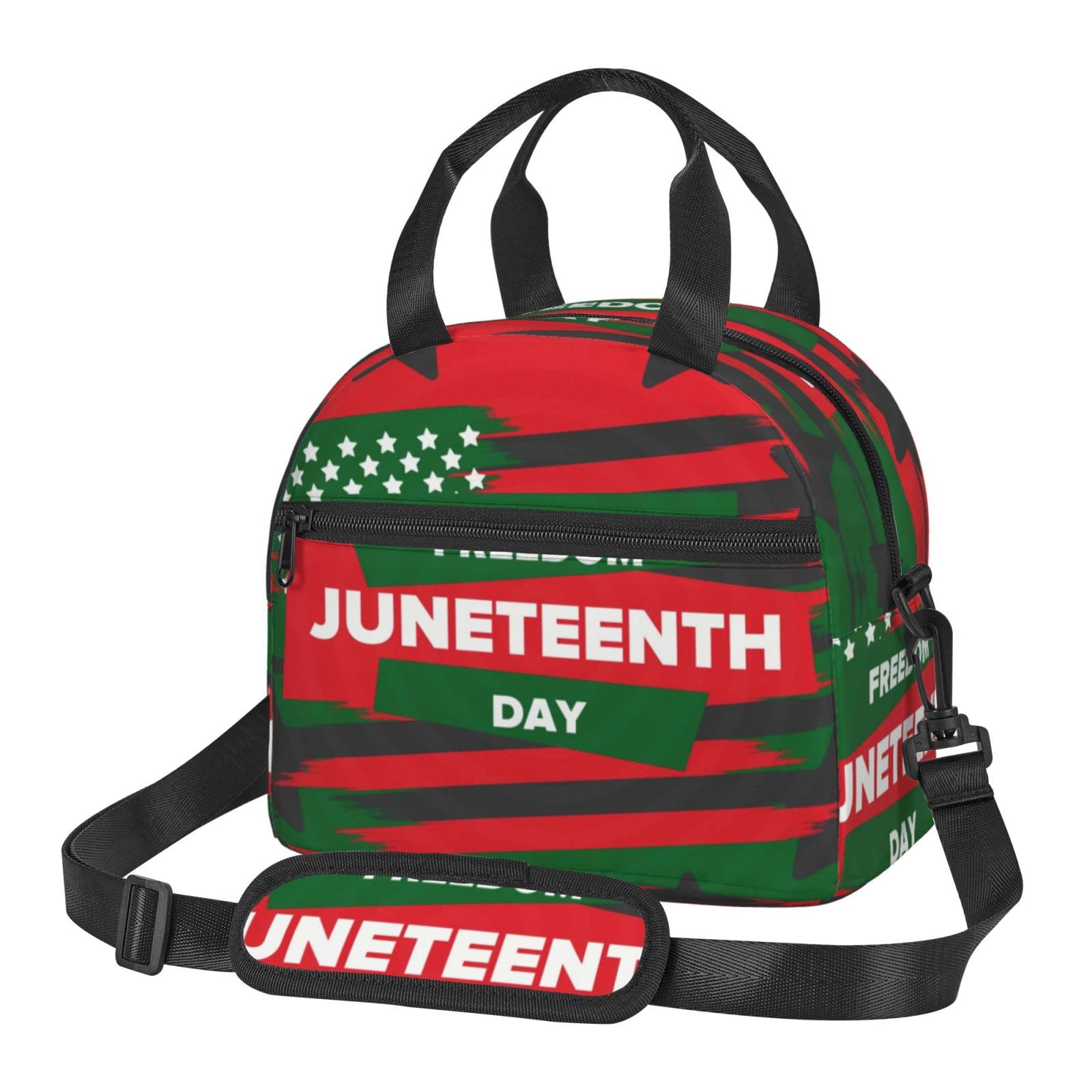 Juneteenth Freedom Day Insulated Lunch Bag with Adjustable Shoulder Strap - Freezable Lunch Box for Men & Women - Perfect for Work, Office, Picnic, School & Outdoor Activities