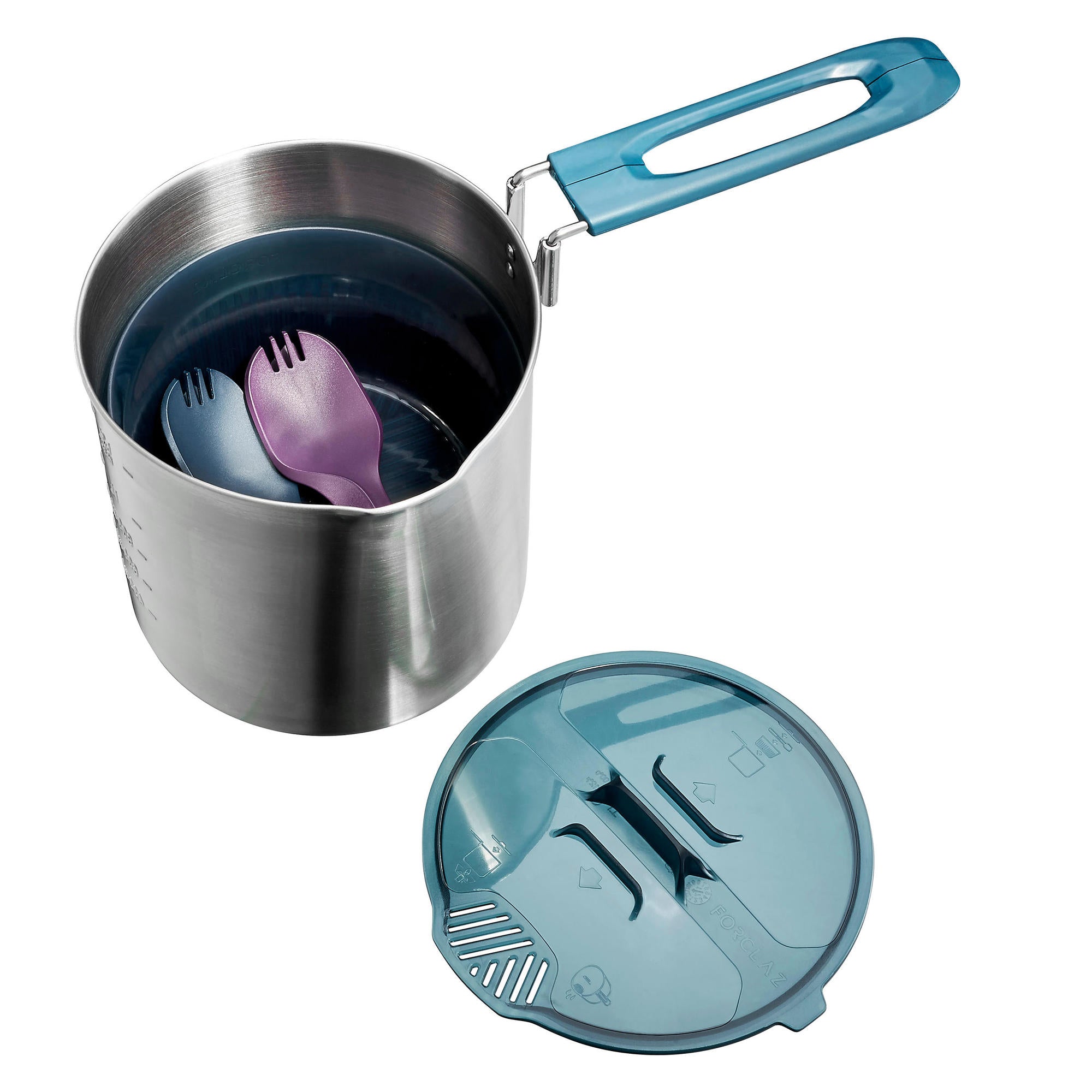 Forclaz Trek 500 1.6L Stainless Steel Camping Cookware Set - Lightweight 2 Person Hiking Cookset for Backpacking, Camping & Outdoor Adventures
