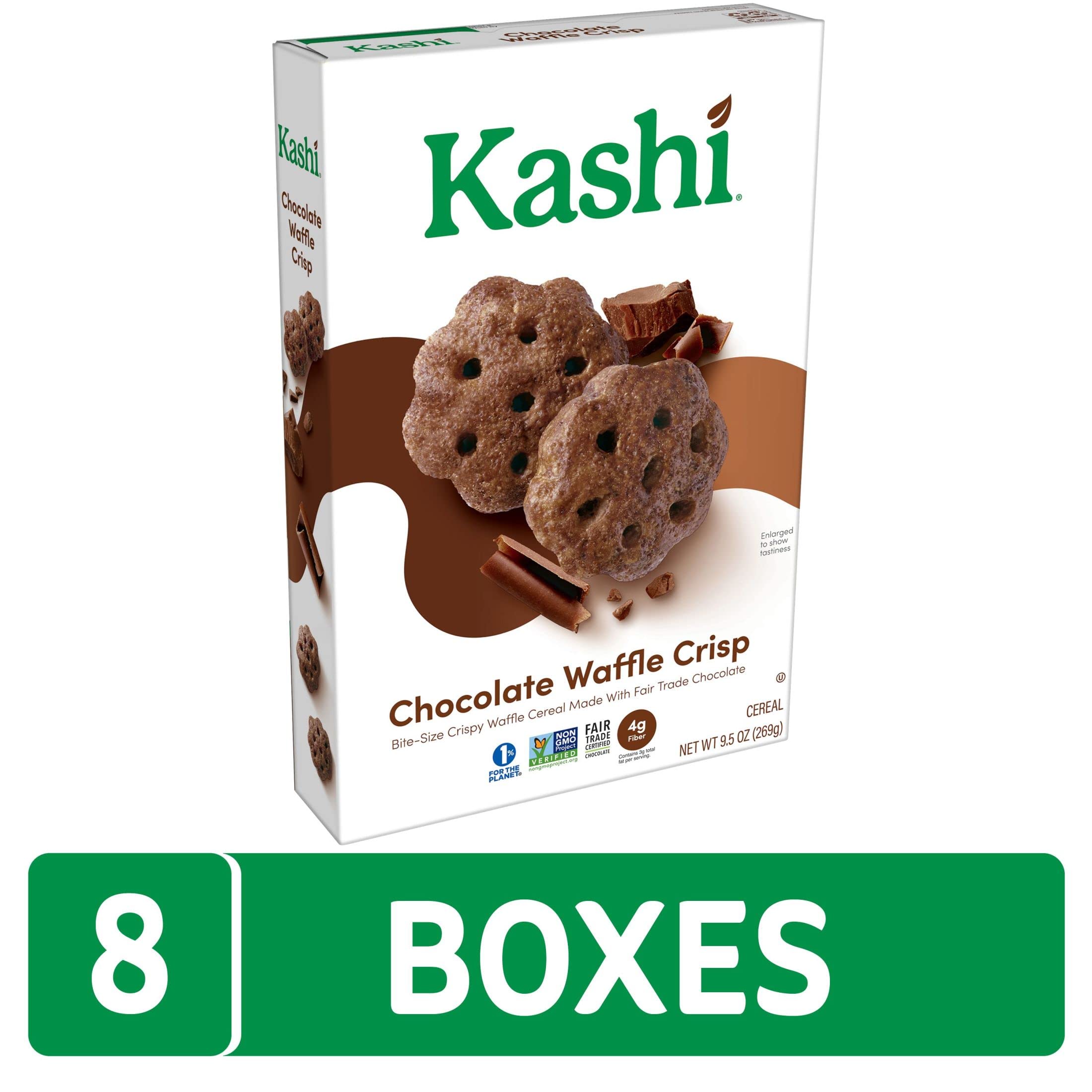 Kashi Vegan Breakfast Cereal - Whole Grain Chocolate Waffle Bites, 8 Pack | Organic Morning Meal & Healthy Snack for Kids & Adults | Perfect for Quick Breakfast, Office Snacking & On-the-Go Nutrition