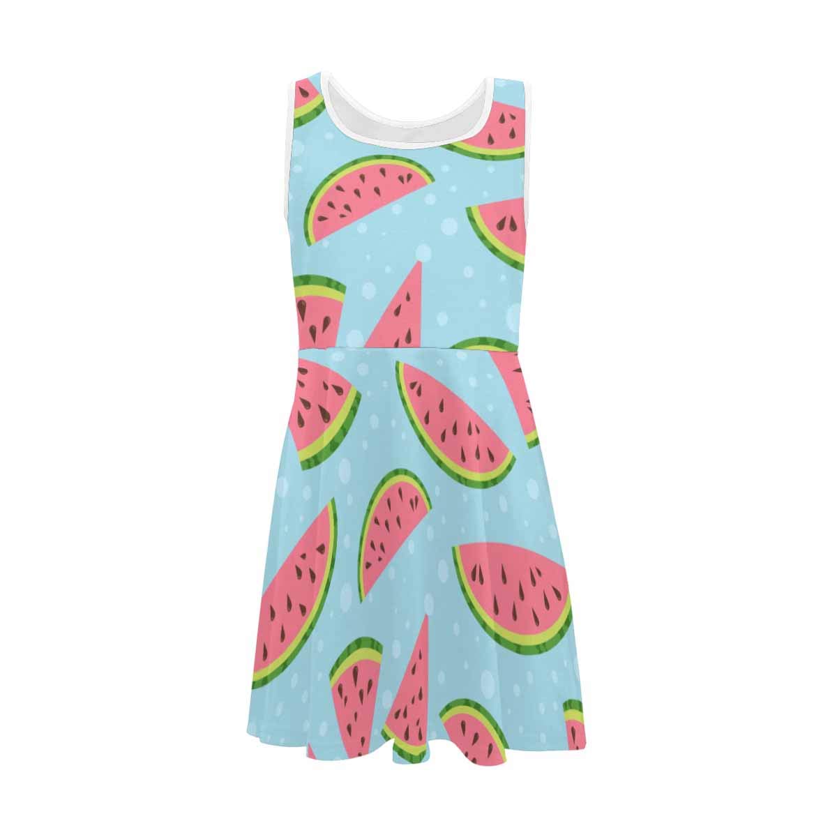 InterestPrint Girls Sleeveless Summer Dress - Watercolor Watermelon Print Casual Party Outfit for Toddler to Kids (2T-XL) | Perfect for Beach Vacations, Birthday Parties & Summer Playdates