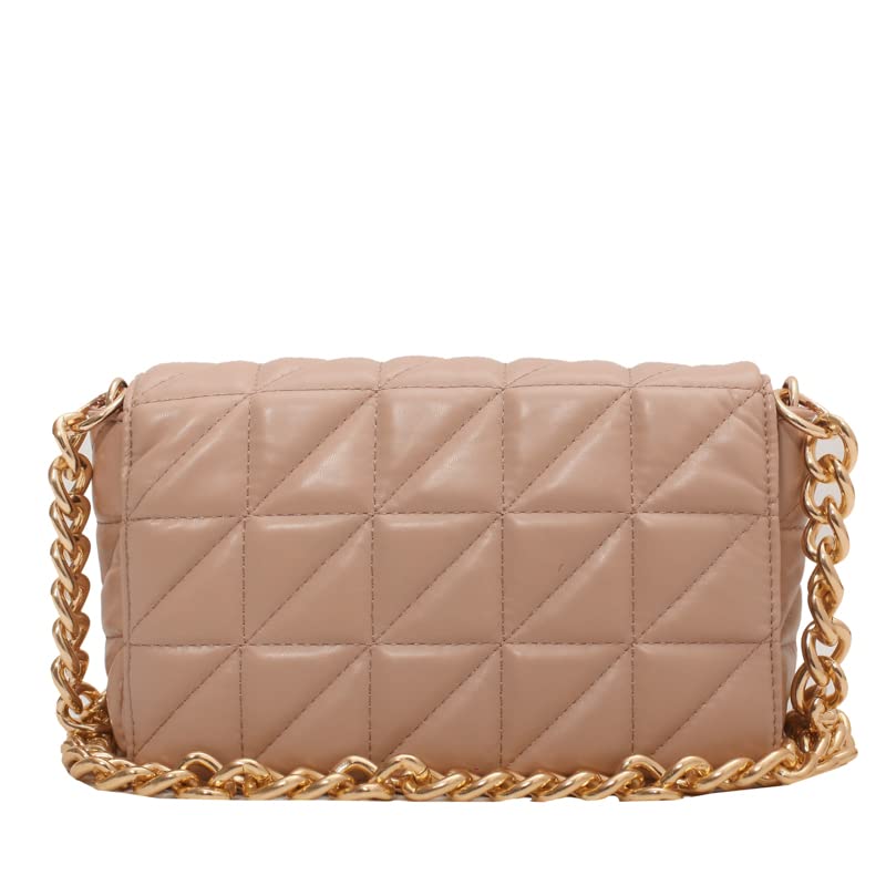 Stylish Quilted Leather Flap Clutch Handbag for Women - Retro Small Shoulder Bag with Metal Chain | Perfect for Evening Parties, Date Nights & Office Use