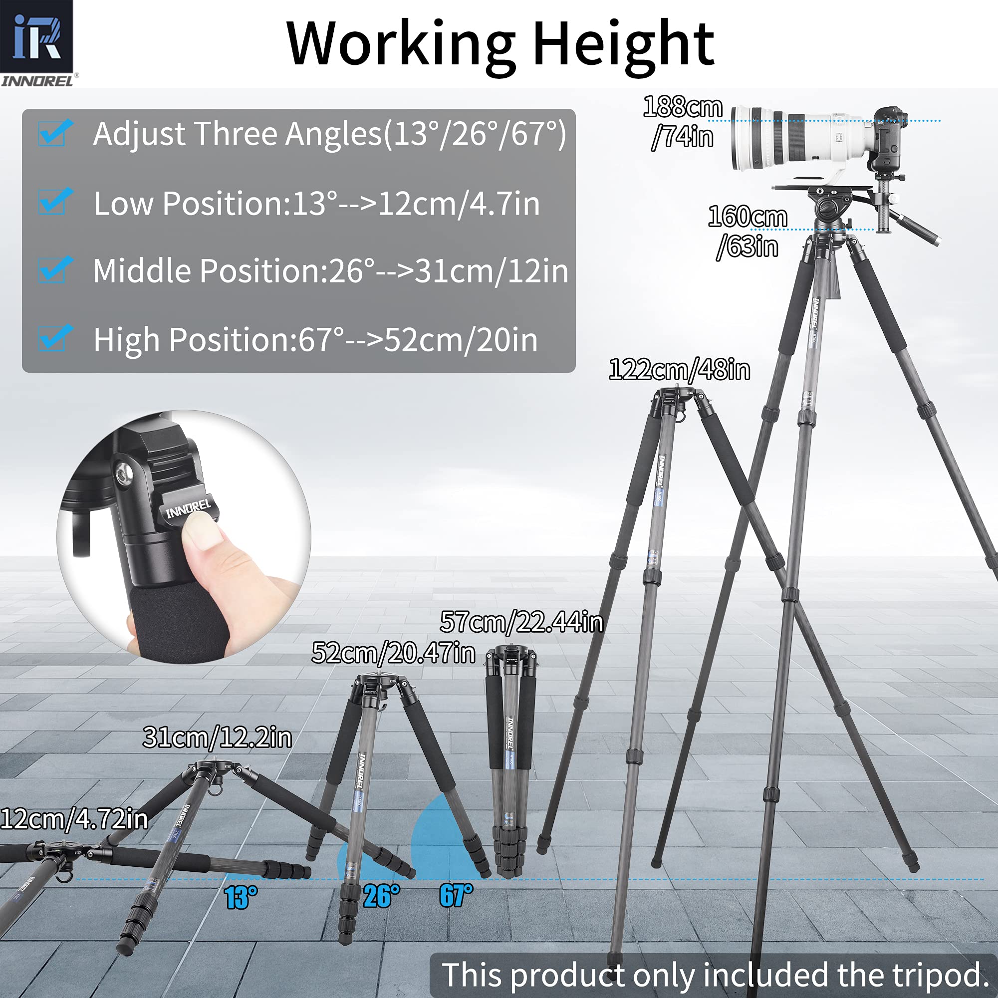 Professional RT80C Carbon Fiber Tripod for Birdwatching - Heavy Duty 20kg Max Load Bowl Tripod with Camera Stand | Perfect for Wildlife Photography, Outdoor Adventures & Telescope Mounting