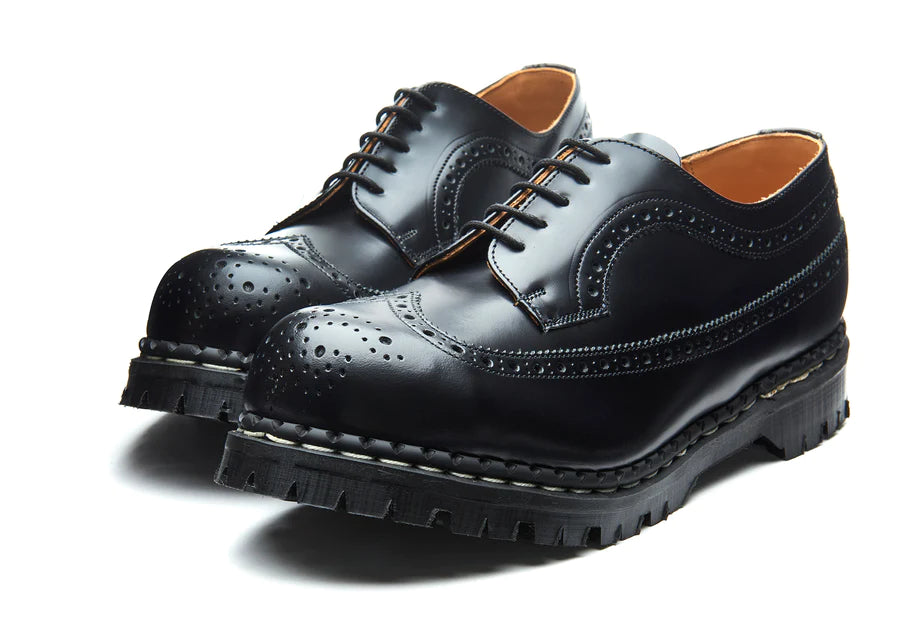 GRIPFAST Black Hi-Shine Steel Toe American Brogue Work Shoes for Men - Slip Resistant & Comfortable for Construction, Warehouse & Industrial Work