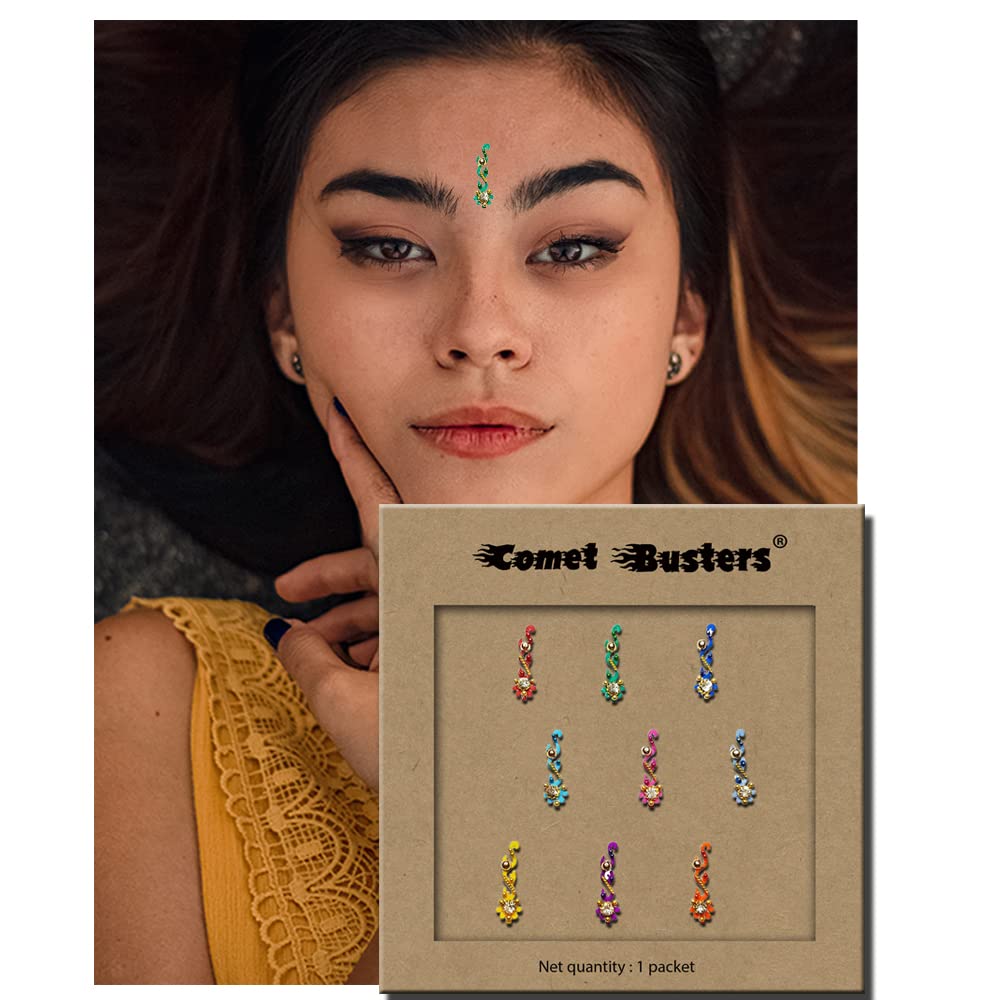 Handcrafted Multicolor Bridal Bindi for Women - 14mm Traditional Indian Forehead Jewelry (BIN009) | Perfect for Weddings, Festivals & Special Occasions