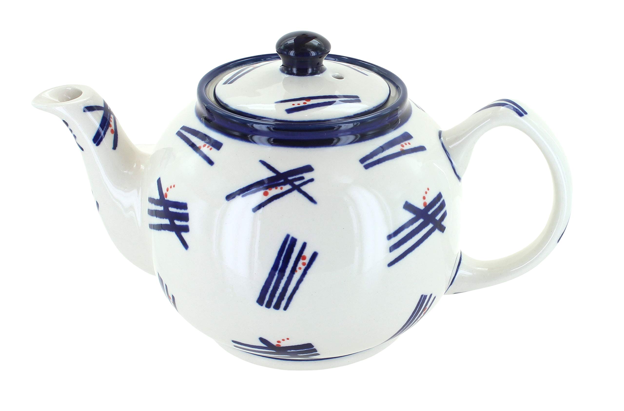 Blue Rose Polish Pottery Zoe Medium Teapot - Handmade Ceramic Teapot with Floral Design, Perfect for Afternoon Tea, Gifts & Home Decor