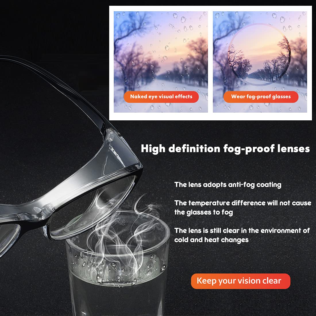 Dollger Safety Reading Glasses with 1.0 1.5 2.0 Magnification - Anti Fog, Blue Light Blocking & Progressive Multifocal Lenses for Computer Work, DIY Projects & Outdoor Activities