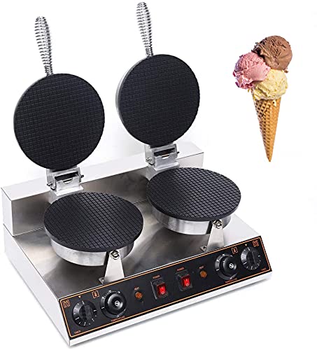 110V 1200W Commercial Electric Ice Cream Cone Waffle Maker Machine - Stainless Steel Non-Stick Waffle Cone Baker for Restaurants, Bakeries & Dessert Shops - Perfect for Making Homemade Ice Cream Cones, Waffle Cups & Sweet Treats