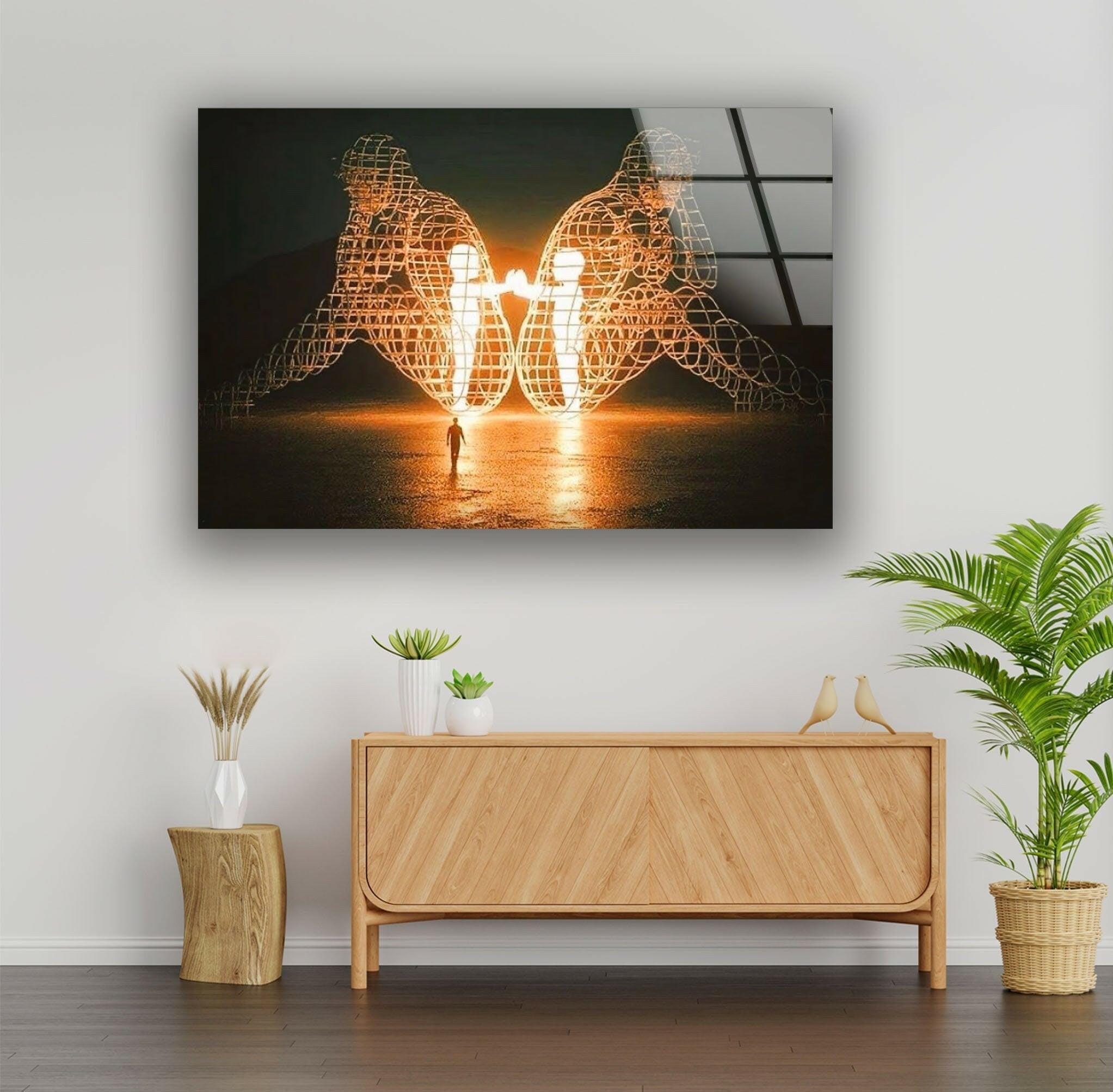Alexander Milov Love Sculpture - Elegant Glass Wall Art for Home & Office Decor | Perfect for Living Room, Bedroom, or Wedding Gift