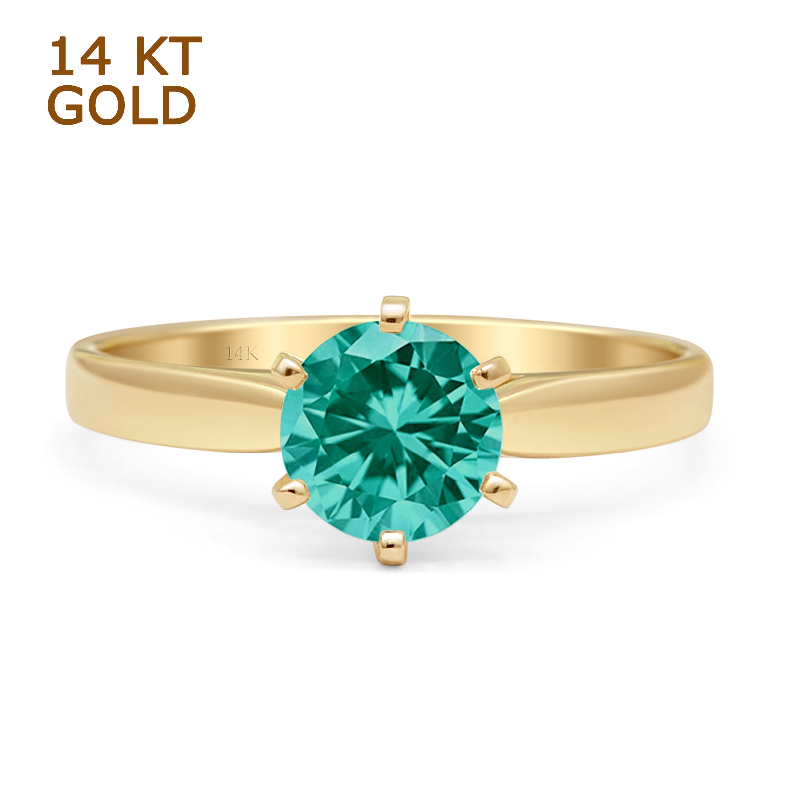 Paraiba Tourmaline CZ 14K Yellow Gold