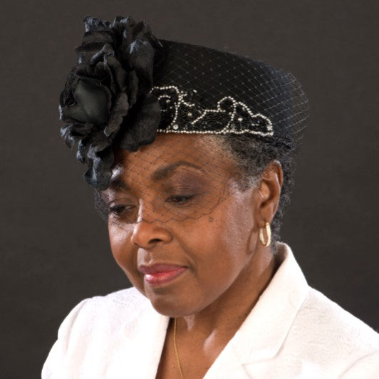 BW9041 Women's Black Dress Hats - Elegant Wide Brim Fedora for Church, Weddings & Special Occasions