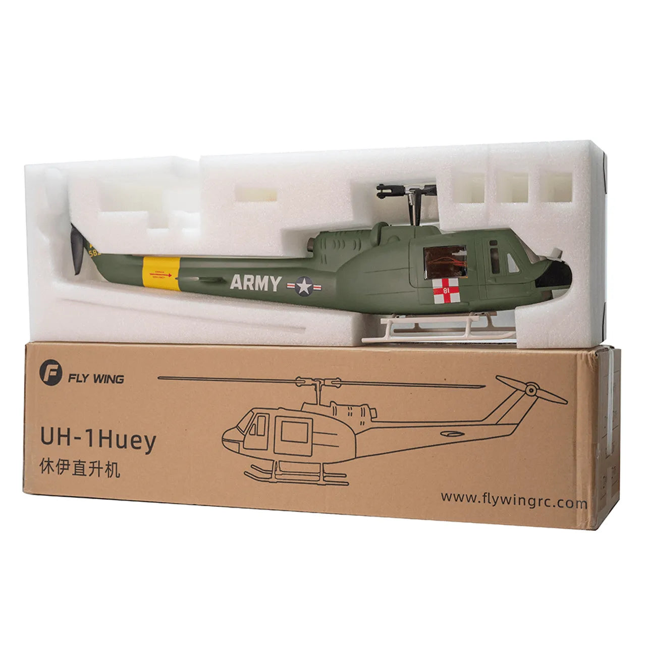 Fly Wing Huey UH1 V3 6CH GPS Self-Stabilizing RC Helicopter with H1 Flight Control - Professional Remote Control Aircraft for Outdoor Flying and Aerial Photography