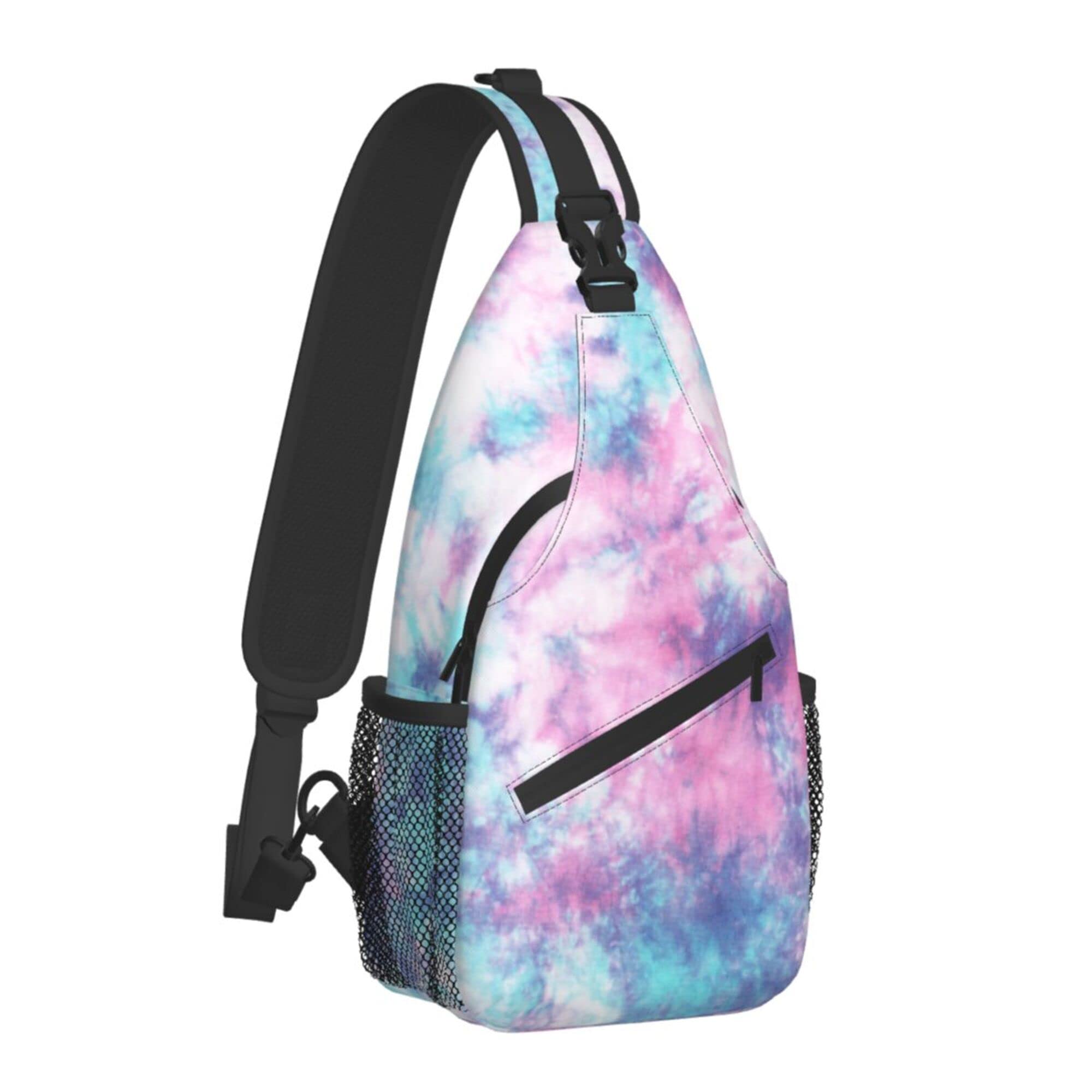 Trendy Tie Dye Sling Crossbody Backpack for Men & Women - Lightweight Daypack with Water Bottle Holder | Perfect for Travel, Hiking, Gym & Daily Commute