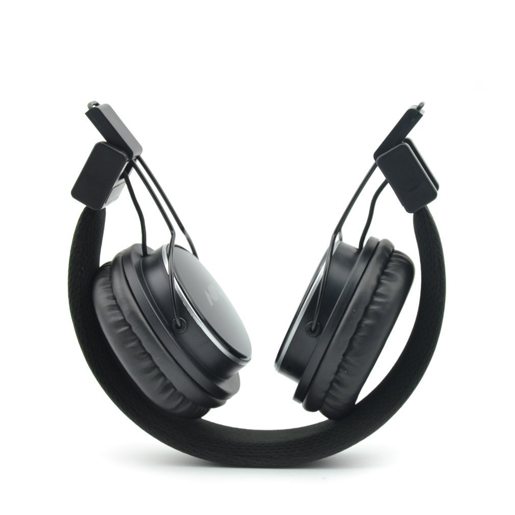 NIA Wireless Over Ear Headphones - Foldable Bluetooth Headset with Stereo Bass, 3.5mm Jack, Built-in Mic, MP3 Player & FM Radio - for Kids, Teens, Phone & Tablet Use - Perfect for School, Travel & Gaming - Black