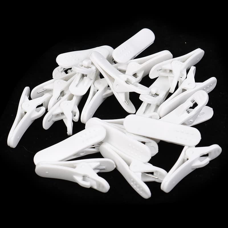 20 Pack Headphone Cable Clips - White Cord Organizer for Earphones, Lapel Mic, and Collar - Secure Wire Holder for Running, Workouts, and Office Use
