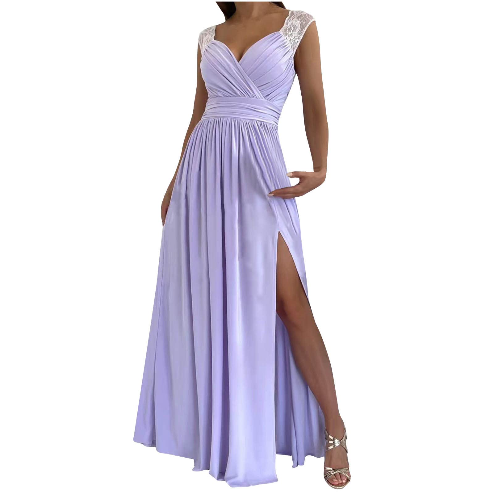 Women's Summer Dresses 2022 - Floral Sleeveless V-Neck Tie Waist Ruffle Sundress with Lace Patchwork | Casual Mini Dress for Beach, Vacation & Outdoor Parties