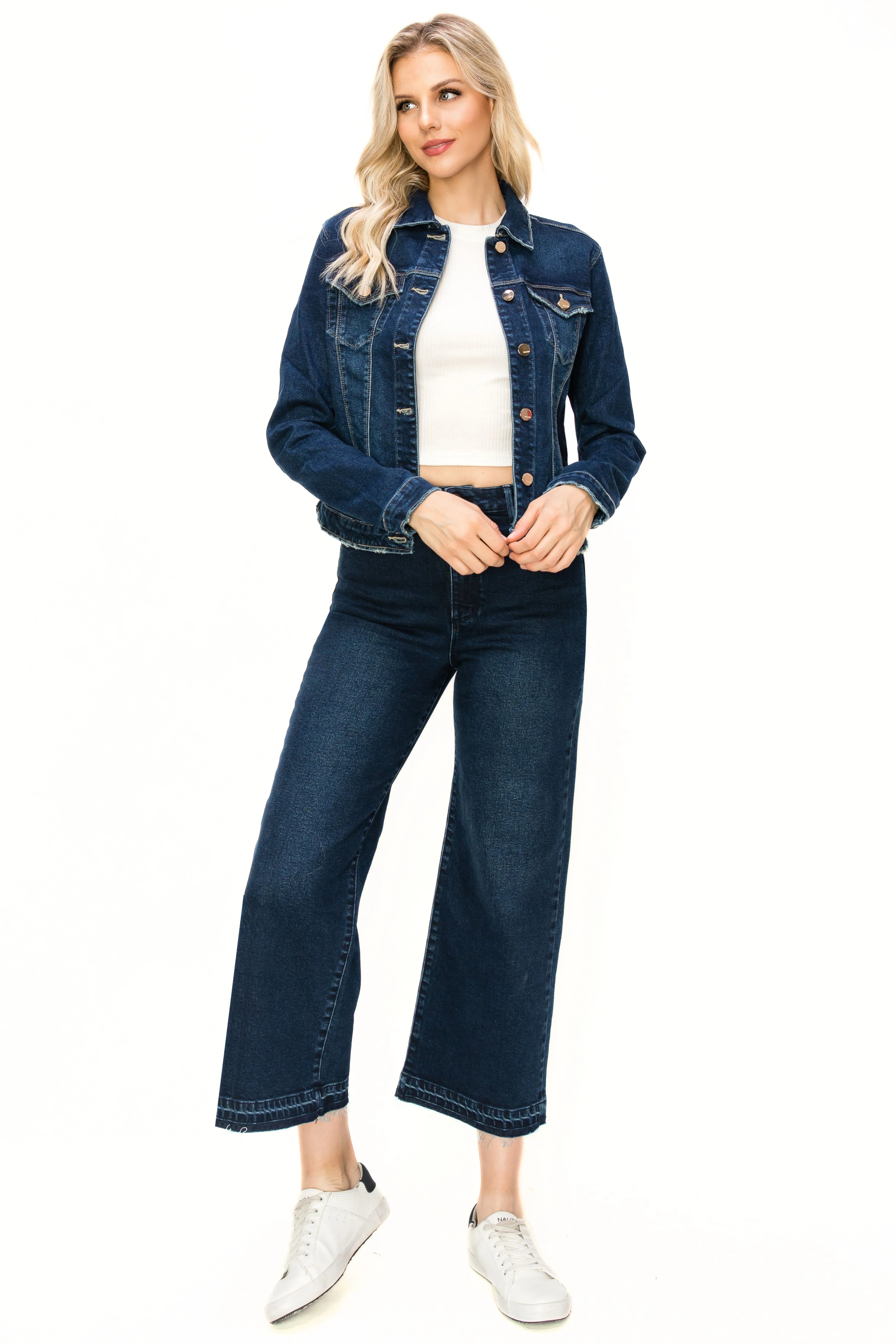 Alice High Rise Ankle Wide Leg Jeans for Women - Comfortable Stretch Denim Pants in Indigo Wash - Perfect for Casual Wear, Office Outfits & Weekend Looks