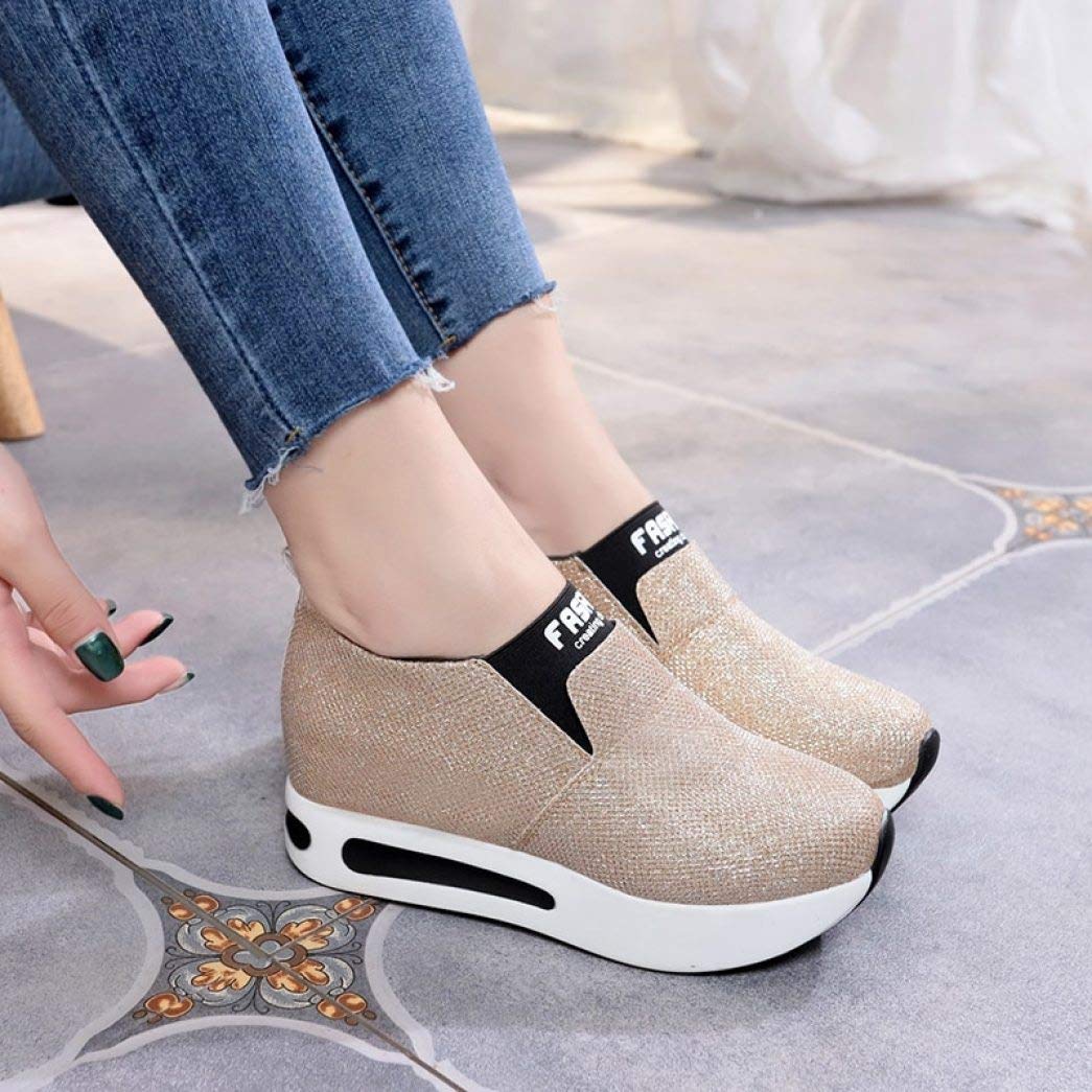 Women's Casual Platform Loafers - Breathable Slip-On Walking Shoes with Height Increase | Comfortable Fashion Sneakers for Everyday Wear, Office & Travel