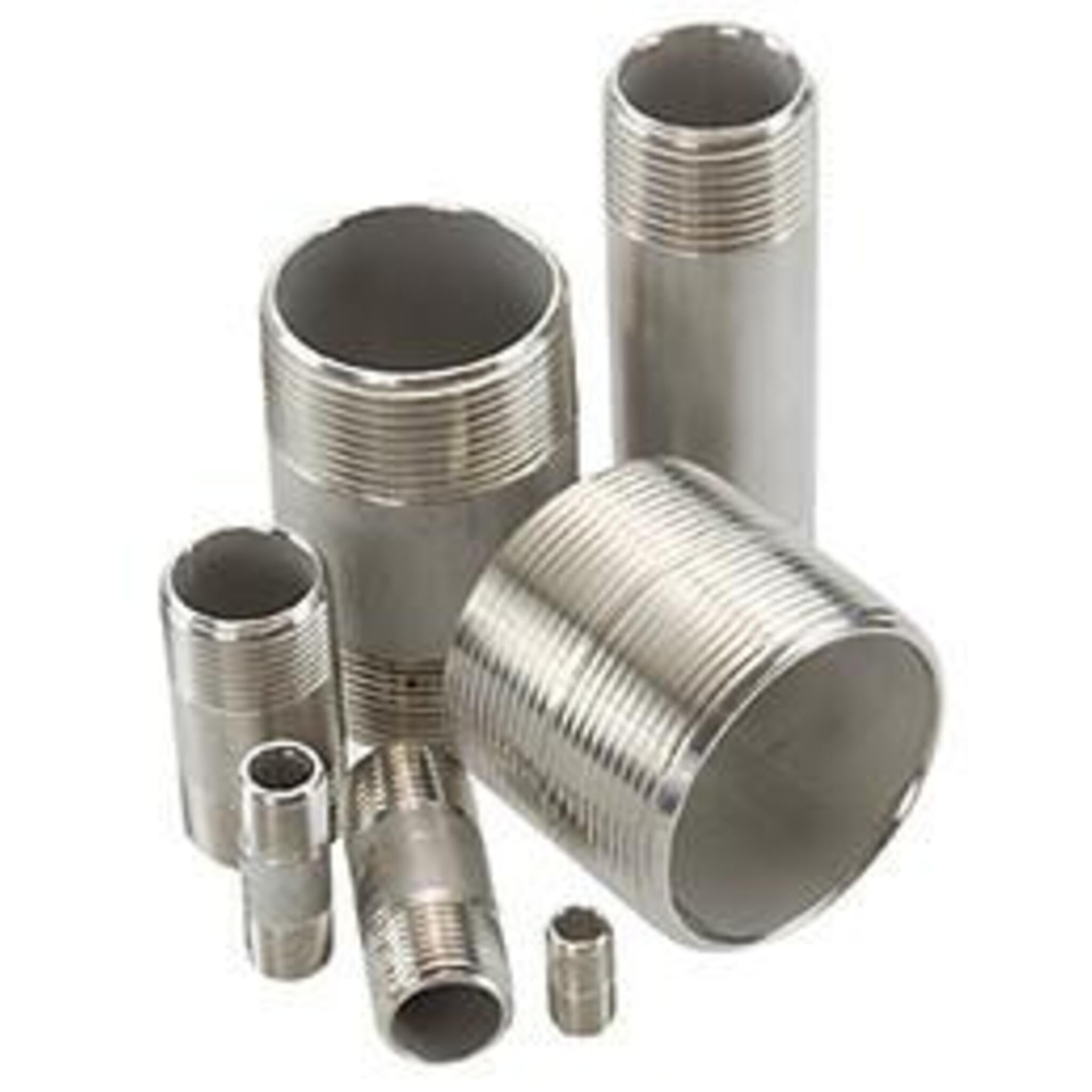 316 Stainless Steel Schedule 40 Threaded Pipe Nipples - High Durability, Corrosion Resistant for Sanitary & Industrial Use | 1/8