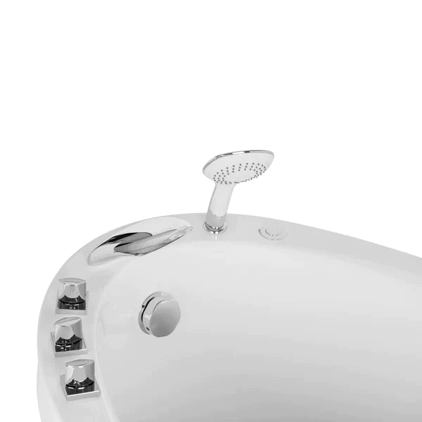 Empava 47 Inch Freestanding Air Jet Massage Bathtub - Japanese Soaking Tub with Hydrotherapy Jets, White Acrylic (Model 59JT011) for Spa Relaxation & Luxury Bathroom Upgrade