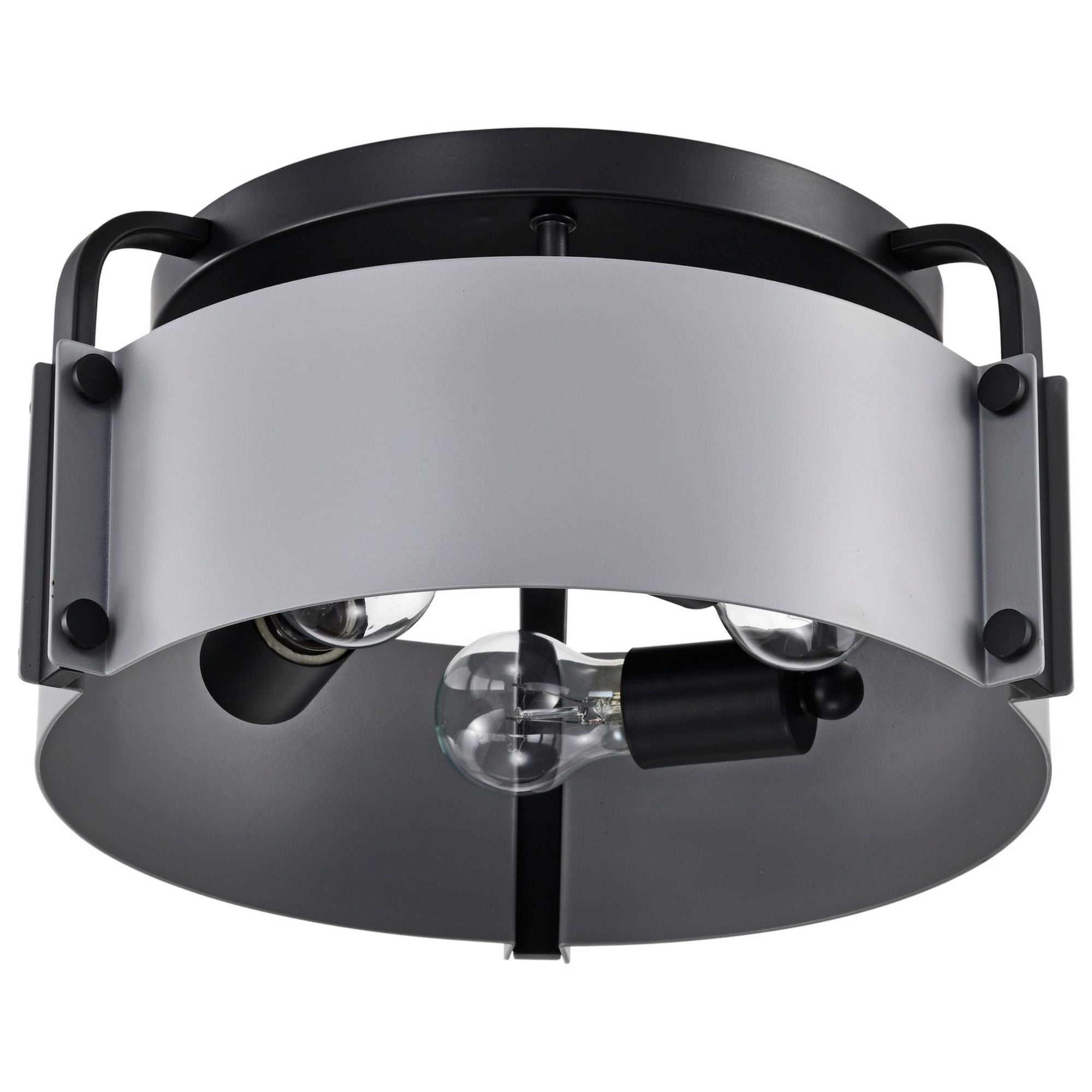 Altos 14 Inch 3-Light Semi Flush Mount Ceiling Light Fixture - Matte Gray & Matte Black Finish - Perfect for Bedroom, Kitchen, or Hallway Lighting
