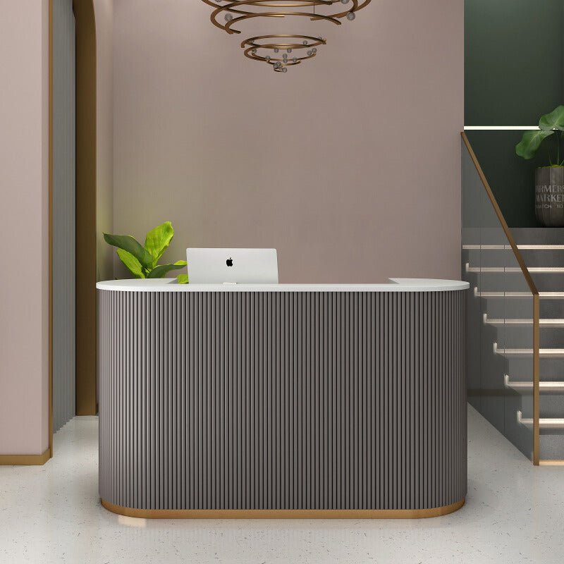 Elegant Arc-Shaped Reception Desk for Beauty & Nail Salons - Perfect for Spa, Manicure, and Pedicure Businesses
