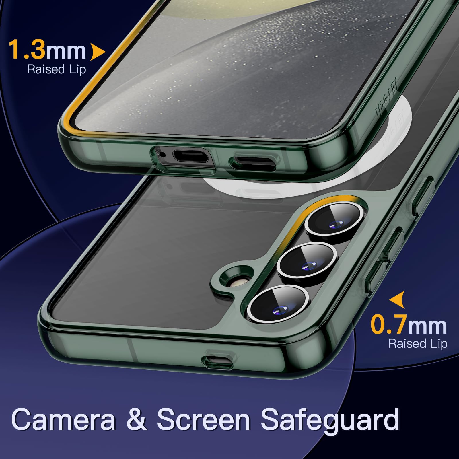 JETech Magnetic Case for Samsung Galaxy S24+ / S24 Plus 5G - Magsafe Compatible, Shockproof Protective Phone Cover with Non-Yellowing Hard Clear PC Back (Green) | Perfect for Work, Travel & Everyday Use