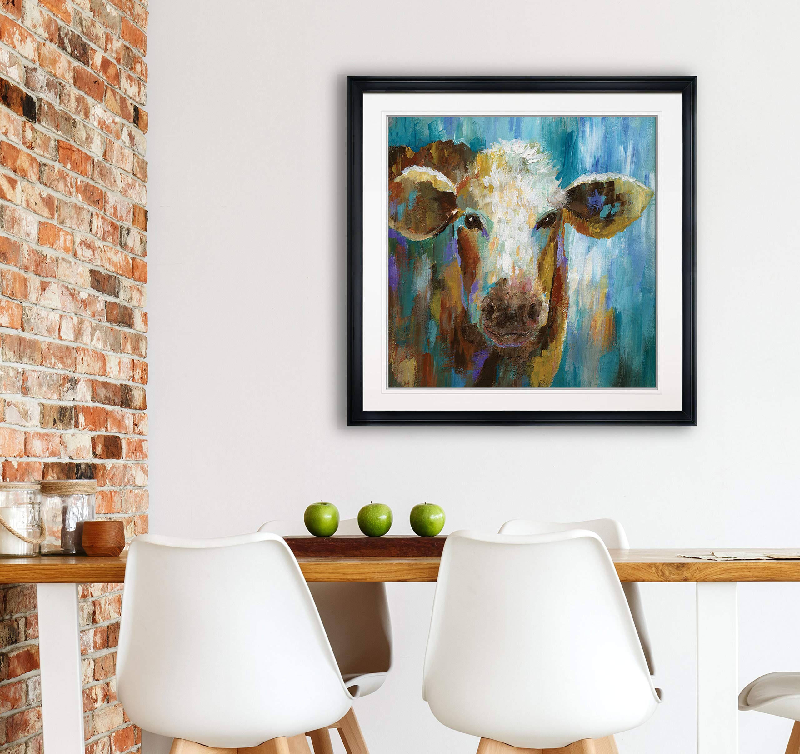 LuLu Belle Calf Painting - Animal Art Framed Nursery Wall Decor - Children's Artwork Giclee Canvas Prints - Ready to Hang - Perfect for Baby Rooms & Kids Bedrooms