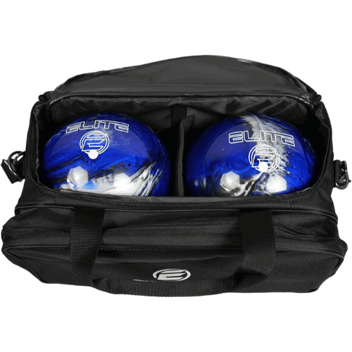 ELITE Deluxe 2 Ball Plus Double Tote Bowling Bag with Shoe Storage Pocket - Premium Bowling Accessories for Men & Women - Perfect for League Play & Practice Sessions