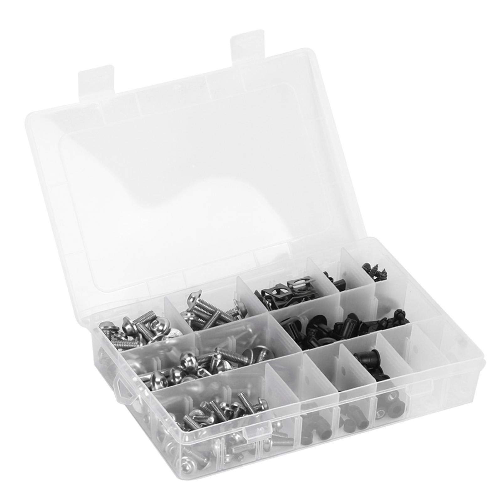 223pcs Motorcycle Fairing Bolt Kit M5 Screws Nuts (Silver) - For Windscreen & Bodywork