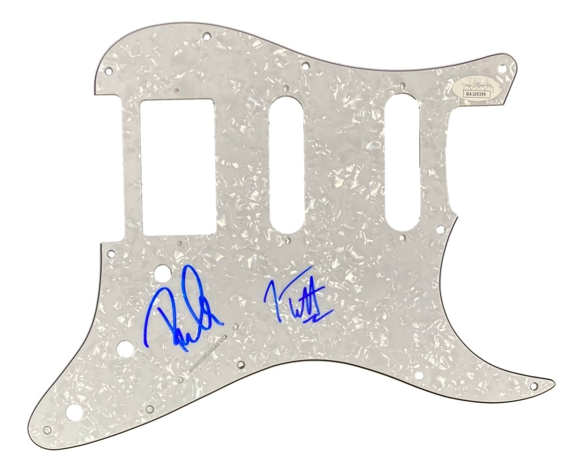 Def Leppard Signed Guitar Pick Guard by Joe Elliott & Phil Collen - JSA Authenticated - Perfect for Rock Memorabilia Collections & Music Room Decor