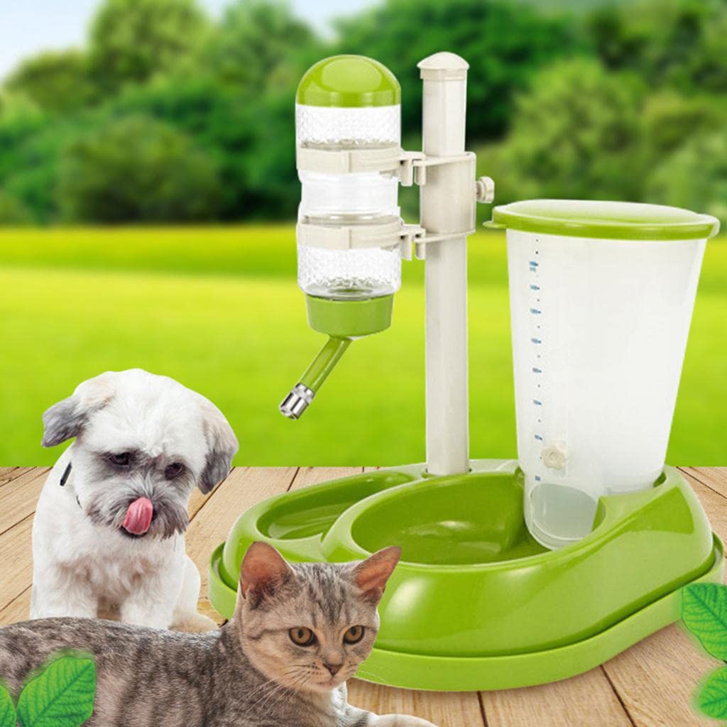 MYADDICTION 宠物自动饮水机喂食器 猫狗两用绿色水碗 适合家庭、办公室及旅行使用