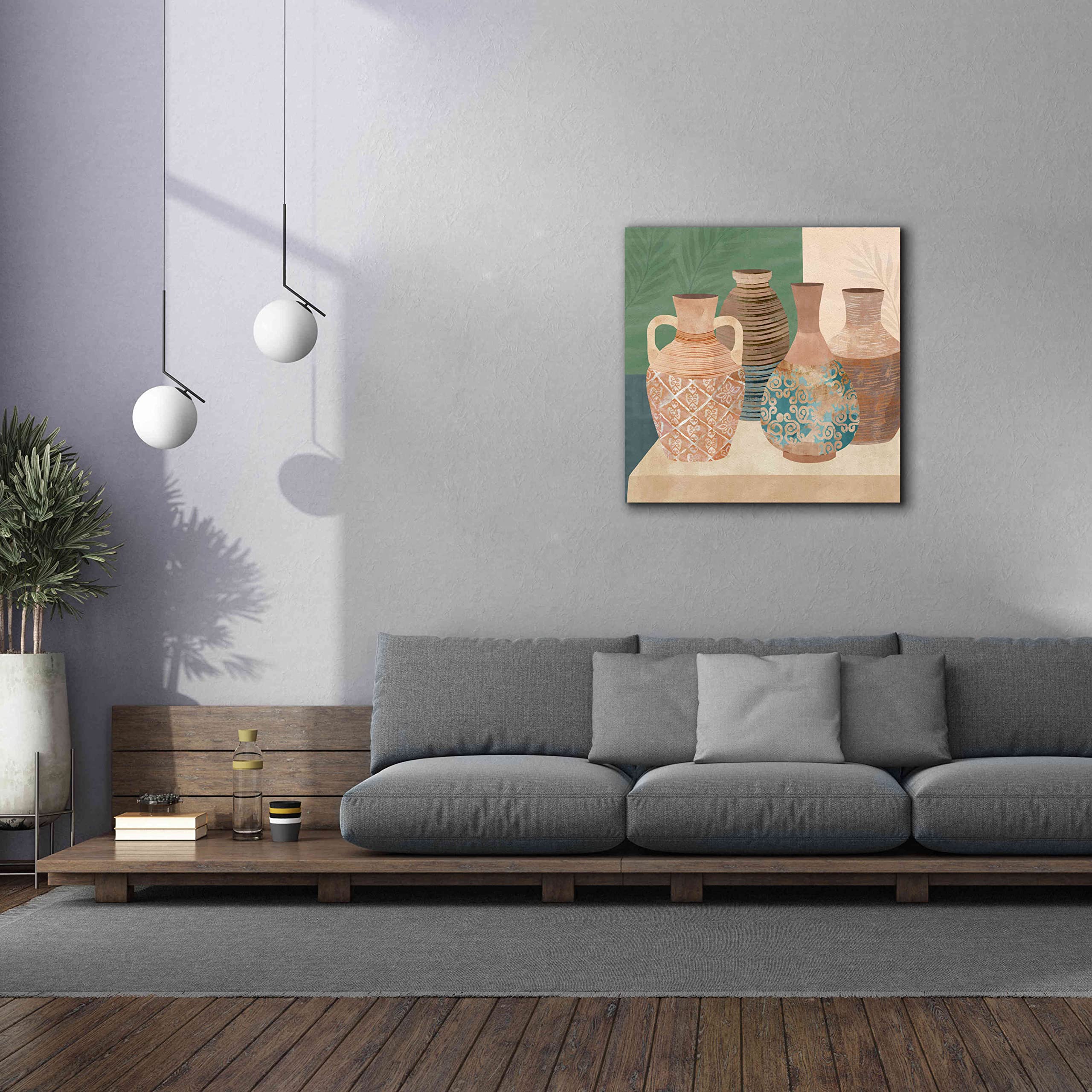 Epic Graffiti 'Earthenware Pots III' by Flora Kouta - 37x37 Inch Giclee Canvas Wall Art Print - Modern Abstract Home Decor for Living Room, Bedroom & Office
