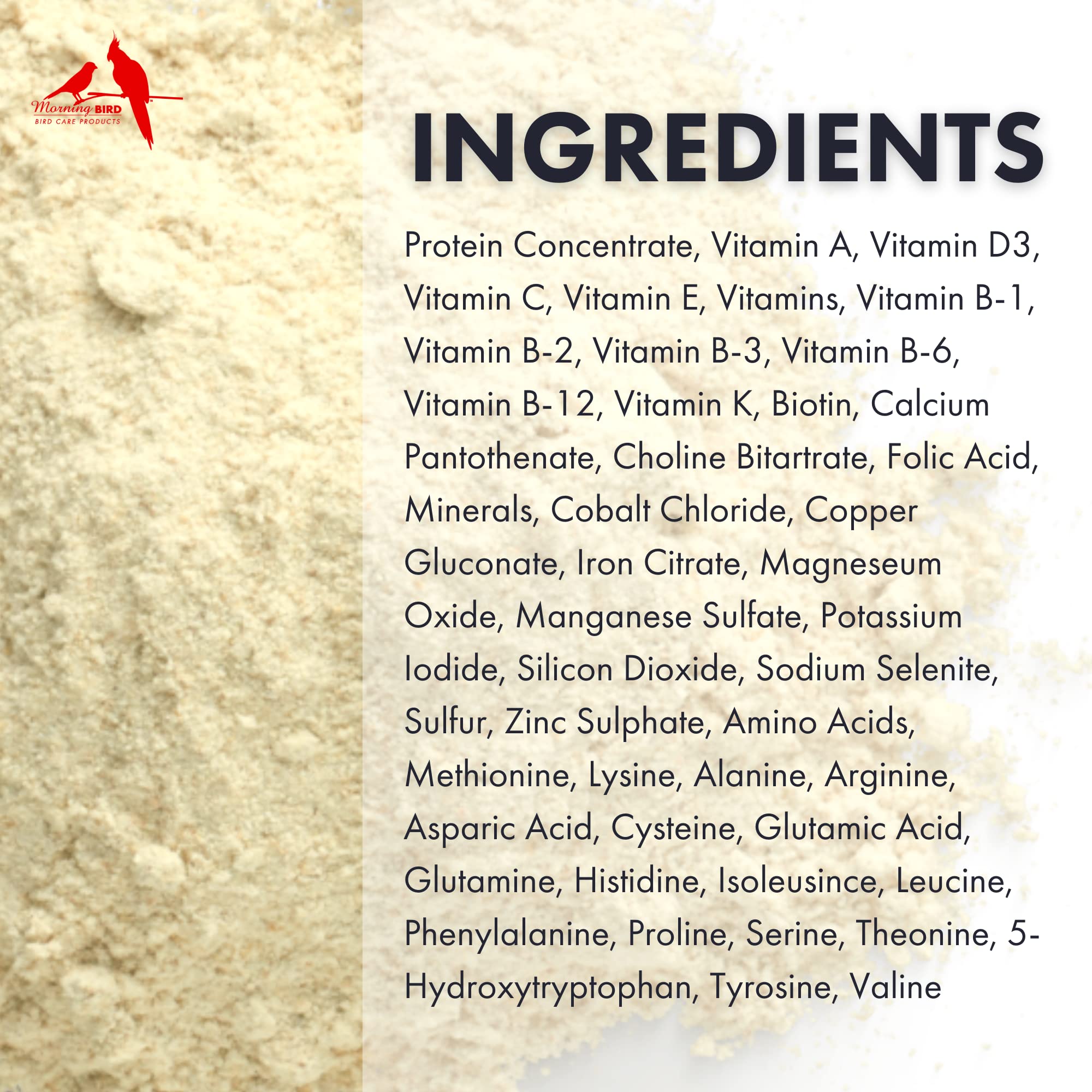 Morning Bird Breeders Blend Fertility Supplement - High Protein with Vitamins, Minerals & Amino Acids for Birds (8 oz) - Supports Egg Production & Breeding Health for Parrots, Finches & Canaries
