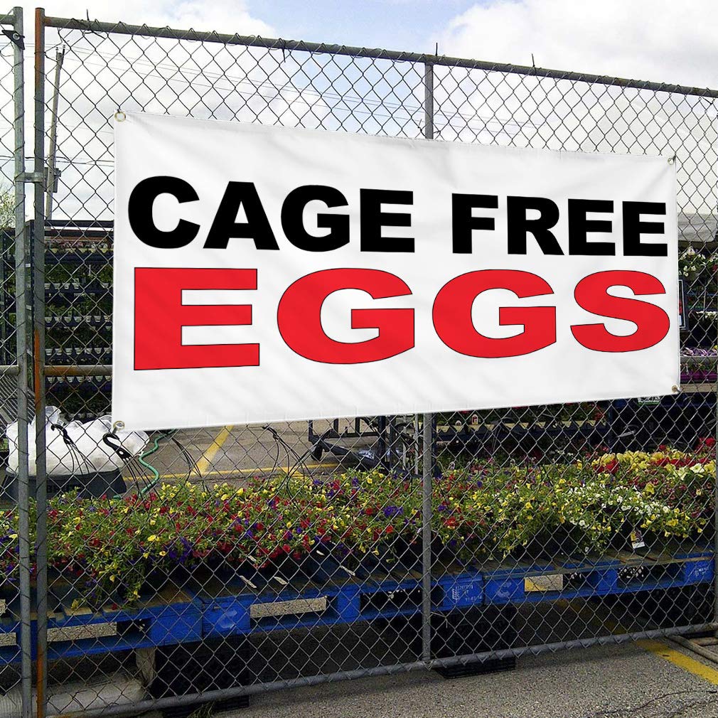 Premium Vinyl Banner - 48x96 Inches, Weatherproof & Durable with 8 Grommets - Ideal for Cage-Free Eggs, Food Bars, Restaurants, Food Trucks & Outdoor Yard Signs (Multiple Sizes Available) - Perfect for Advertising, Events, and Industrial Signage