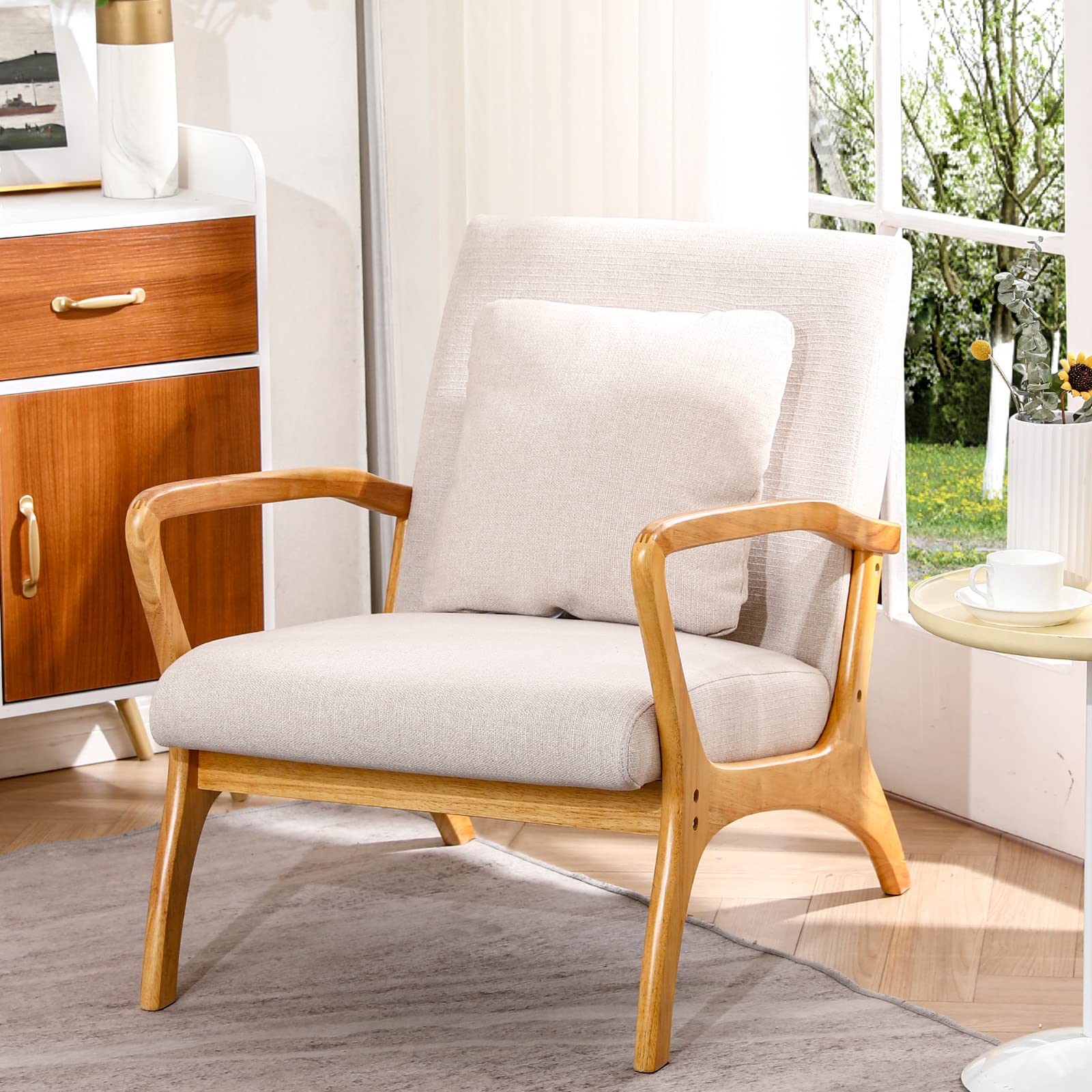 Mid-Century Modern Accent Chair with Cushion - 28.3