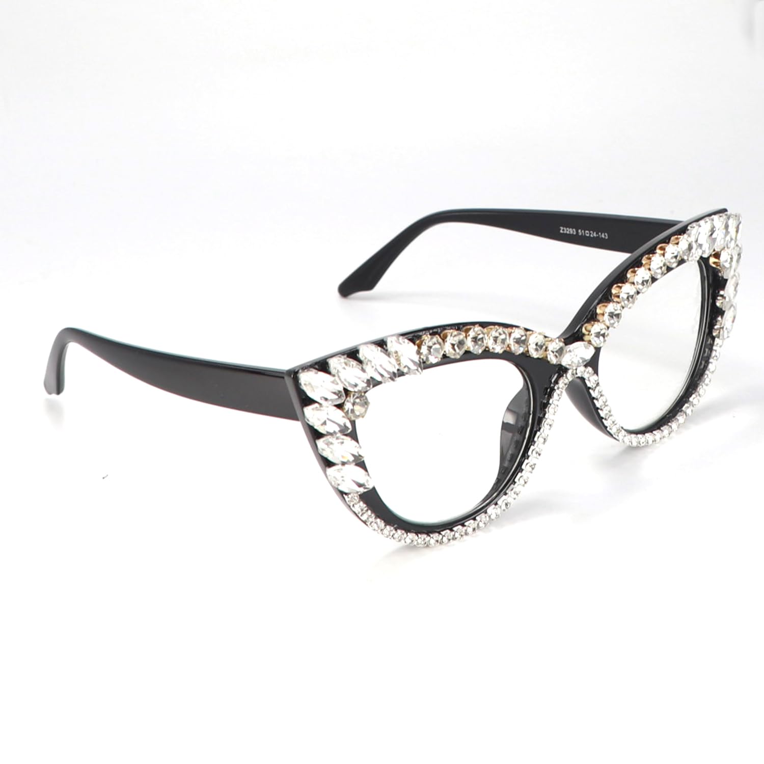 Blue Light Blocking Cat Eye Reading Glasses for Women - Stylish Rhinestone Computer Glasses with UV Protection | Perfect for Office Work, Screen Time & Fashion Accessories