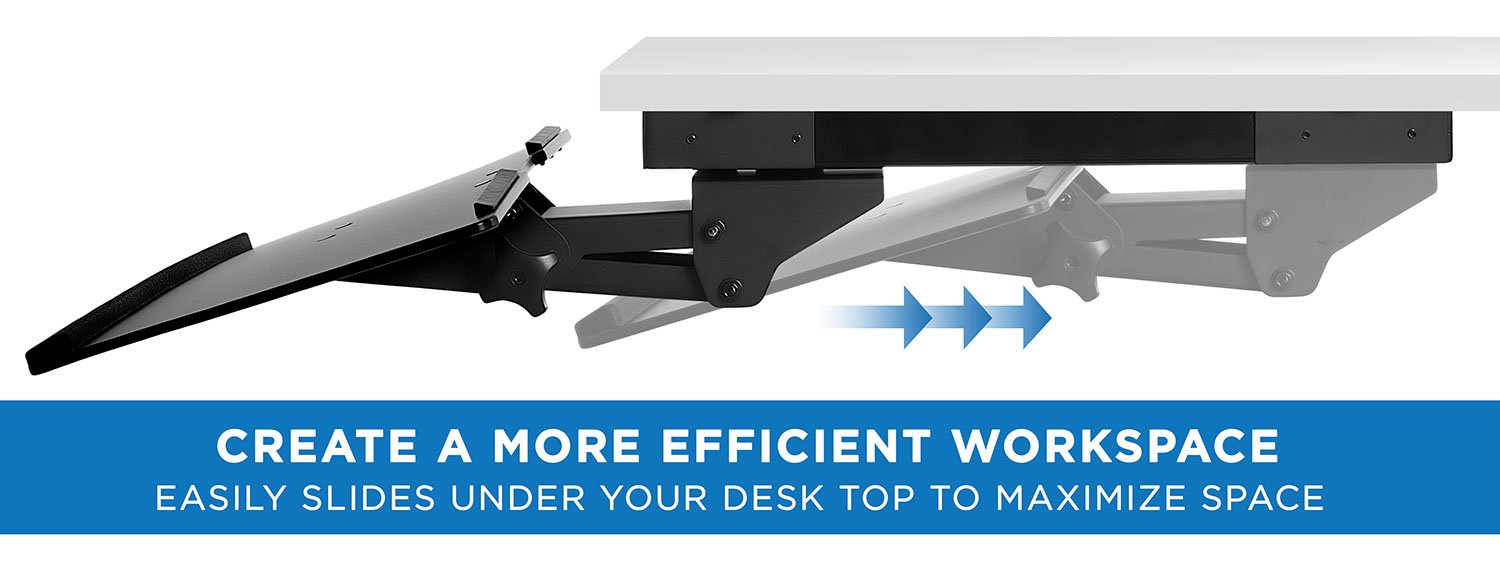 Mount-It! Ergonomic Under Desk Keyboard Tray with Mouse Platform & Gel Wrist Rest - Black | Perfect for Home Office, Gaming Setup & Workspace Organization