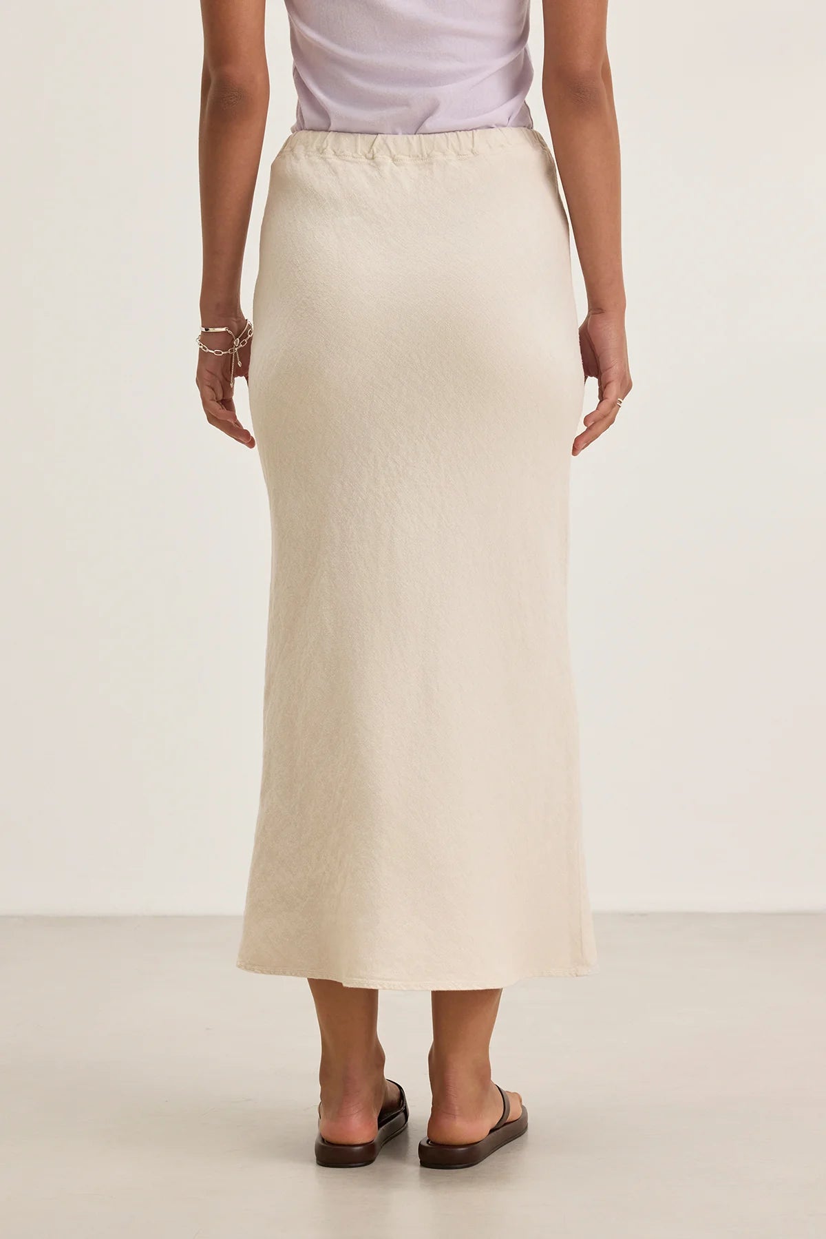 Beka Heavy Linen Drawstring Skirt in Bisque - Comfortable Casual Maxi Skirt for Women, Perfect for Beach, Summer Outfits and Boho Style