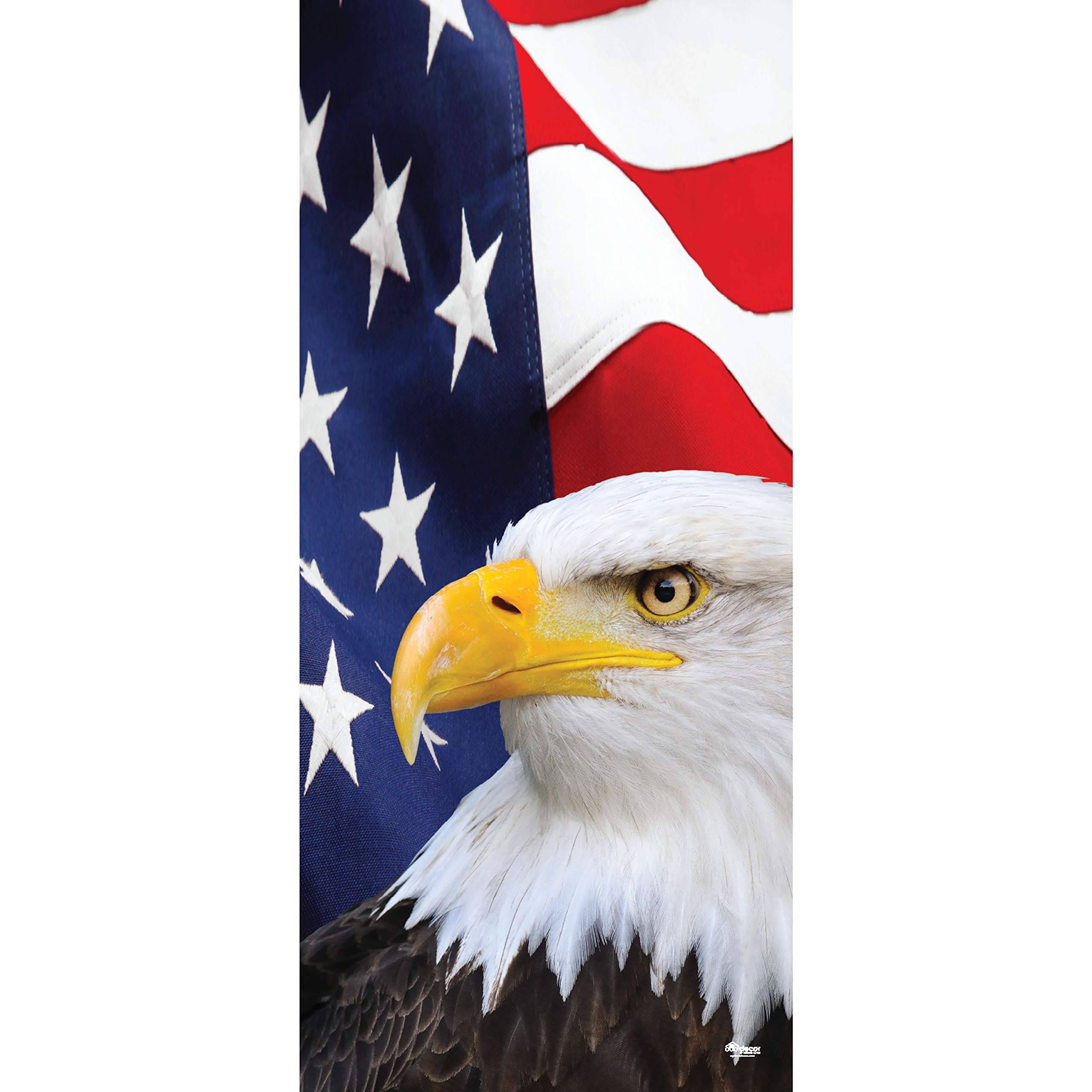 CC Home Furnishings 36' x 80' Patriotic Red and Blue Eagle Printed American Flag Banner - Perfect for Front Door, Garage Door, and Outdoor Wall Decor